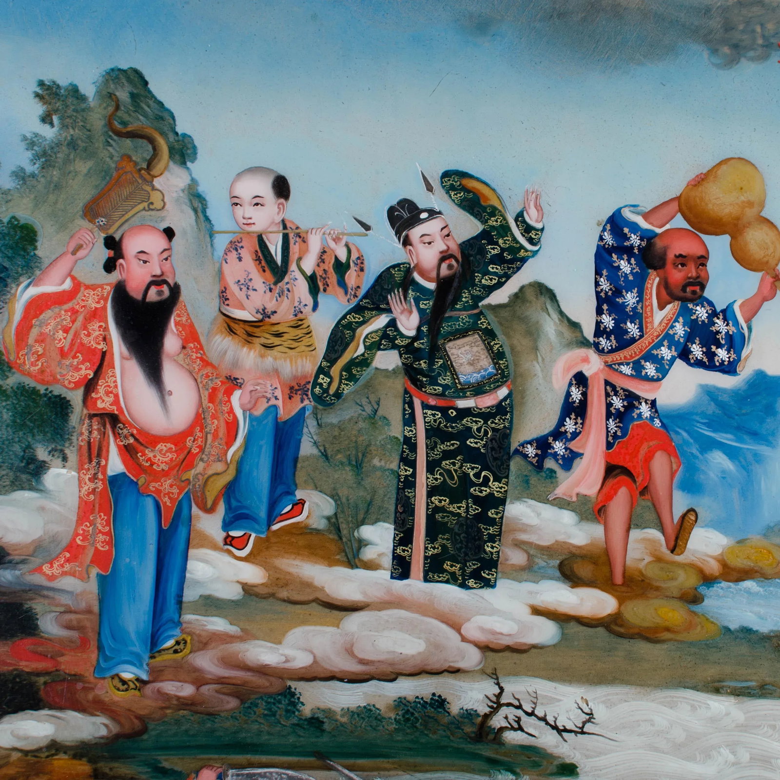 Chinese Reverse Glass Painting of the Eight Immortals - 4