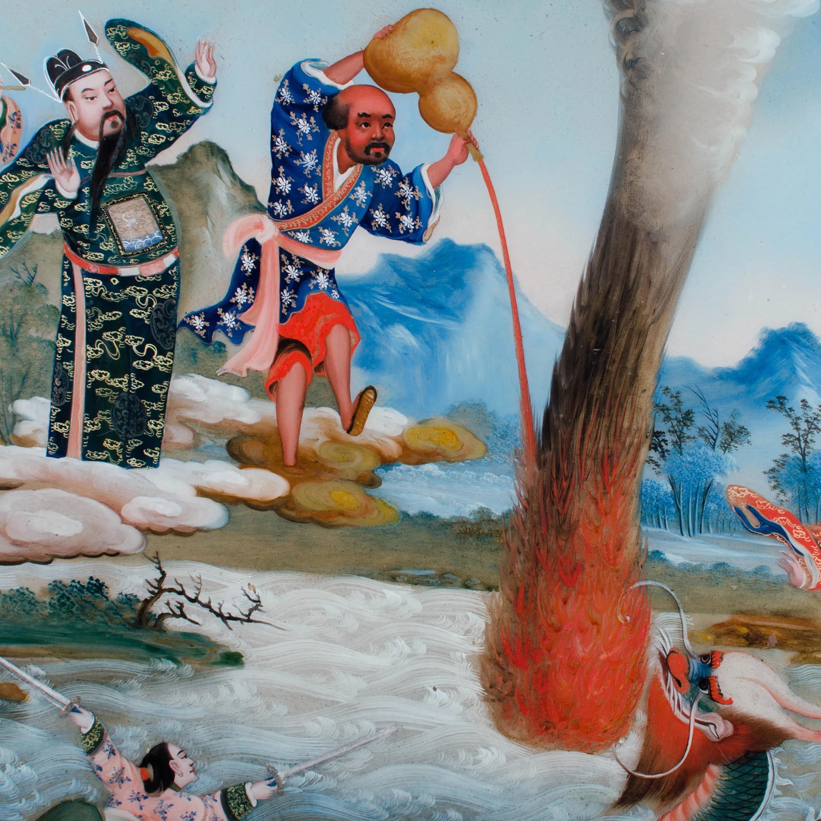 Chinese Reverse Glass Painting of the Eight Immortals - 5