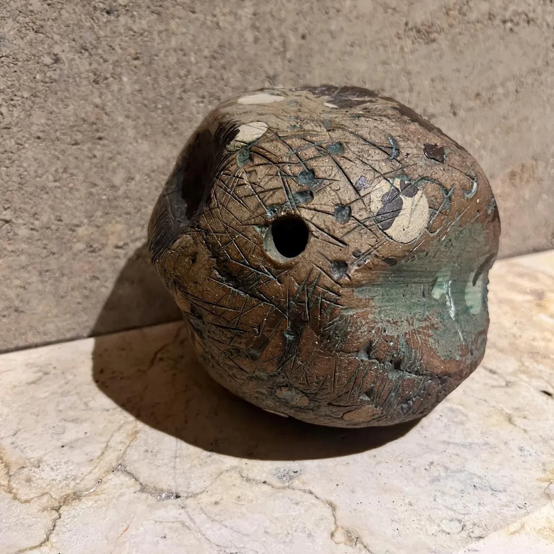 1970s Sculptural Art Pottery Abstract Green Sphere - 8