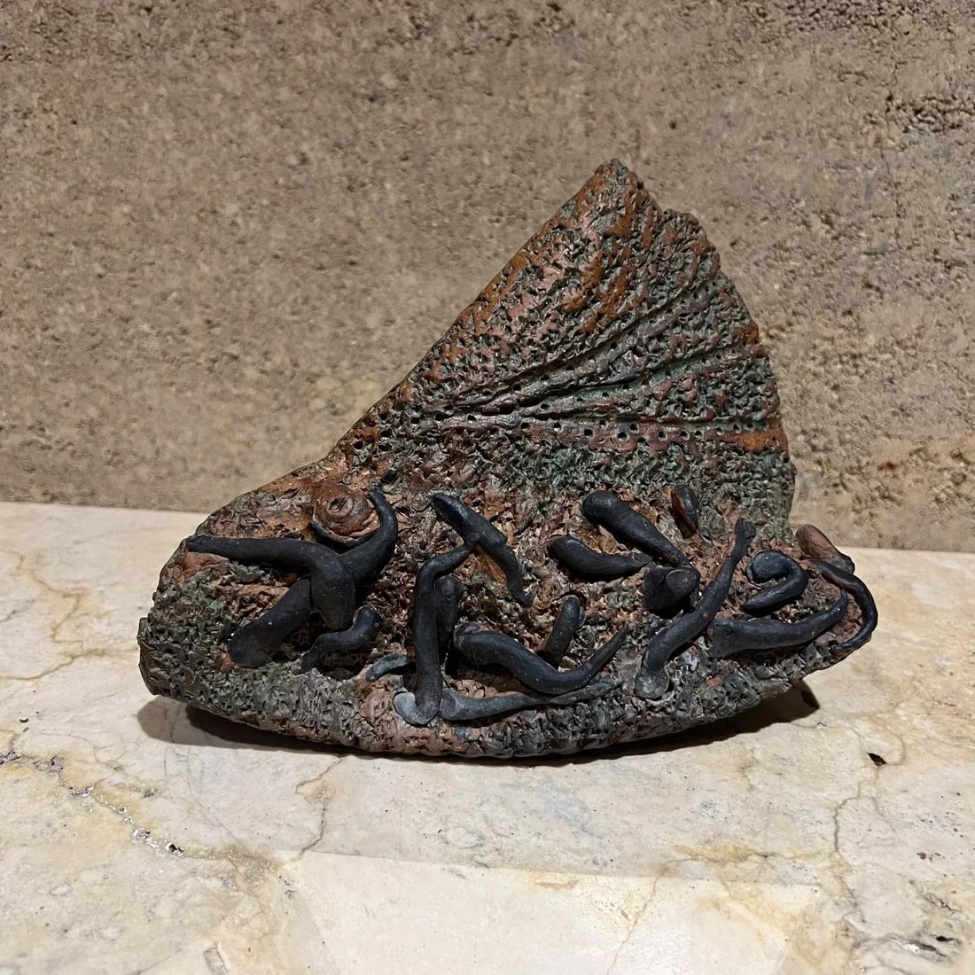 1970s Studio Pottery Abstract Textured Triangular Object - 10