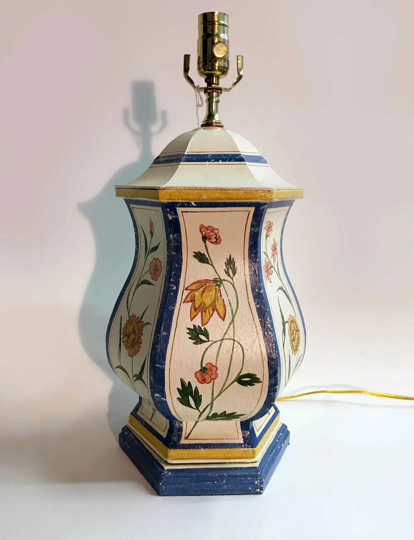 1980s Up Side Down Temple Jar Tole Lamp - 8