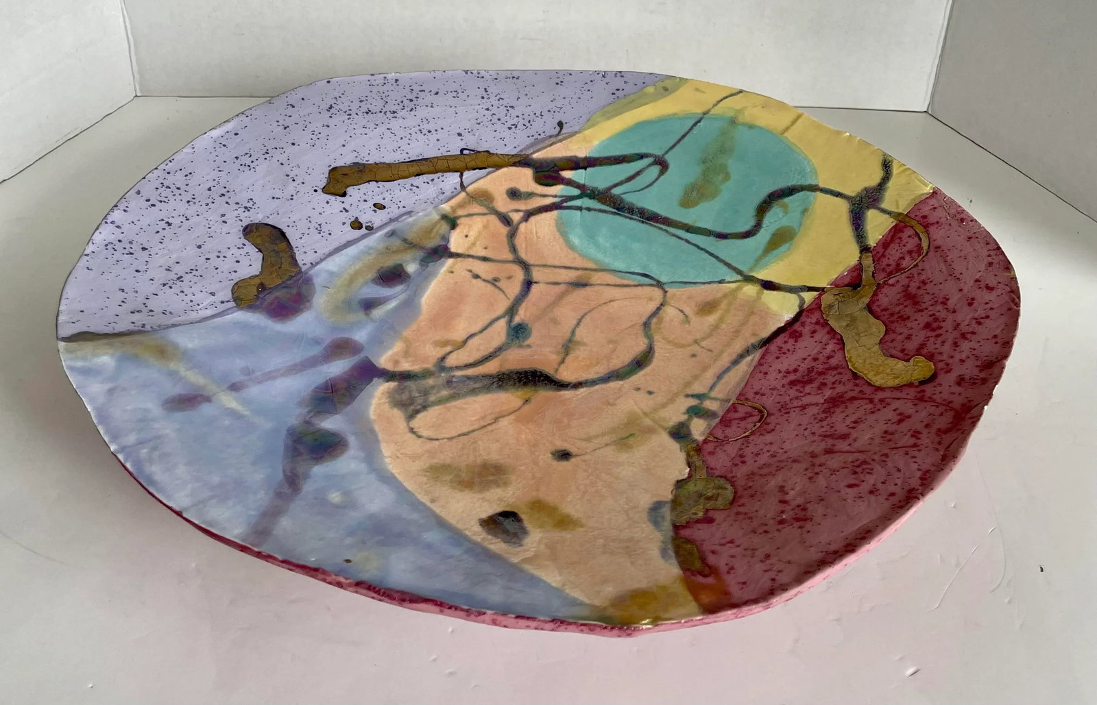 Postmodern Signed Original Wall Mount Ceramic Pottery Art - 2