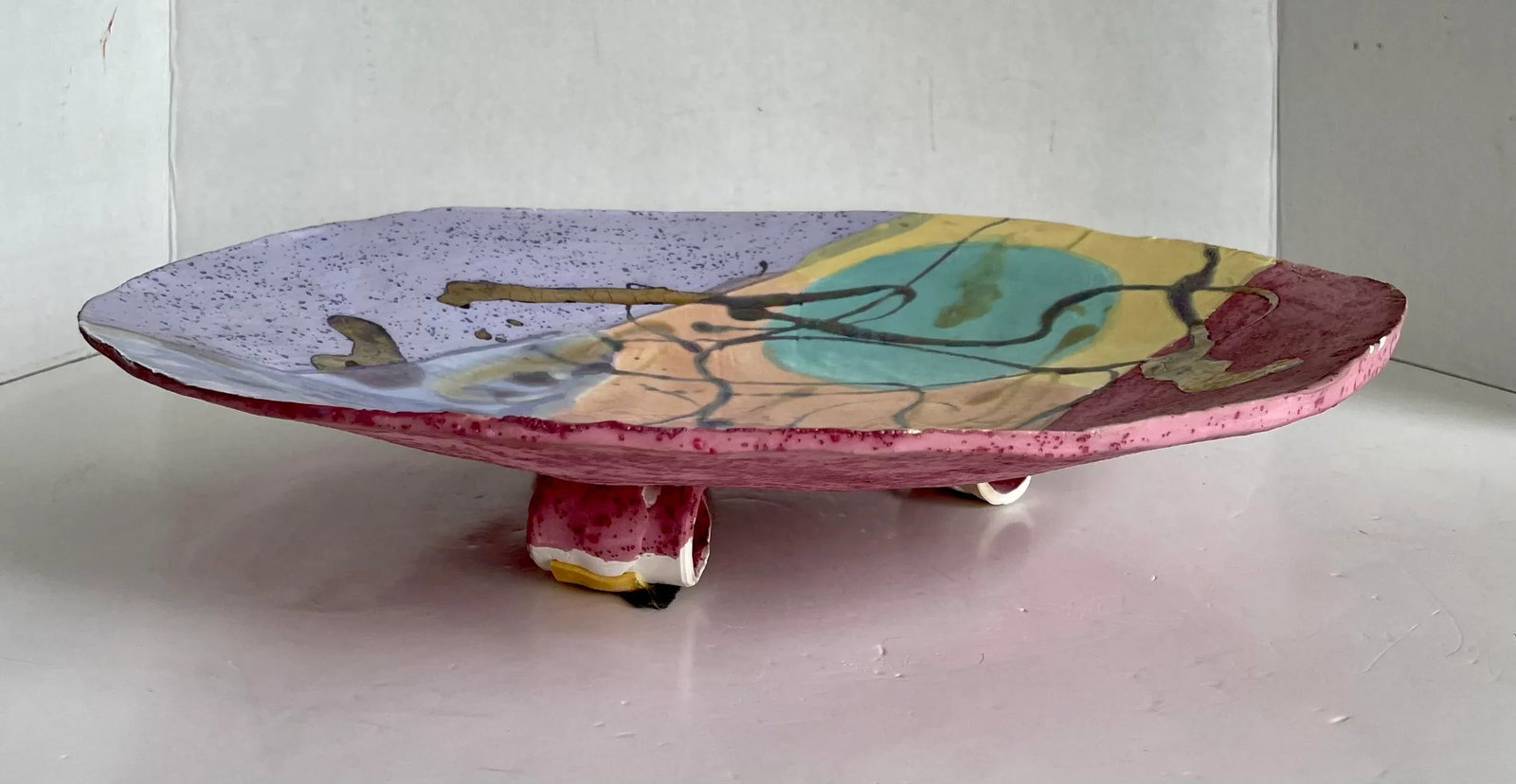 Postmodern Signed Original Wall Mount Ceramic Pottery Art - 3