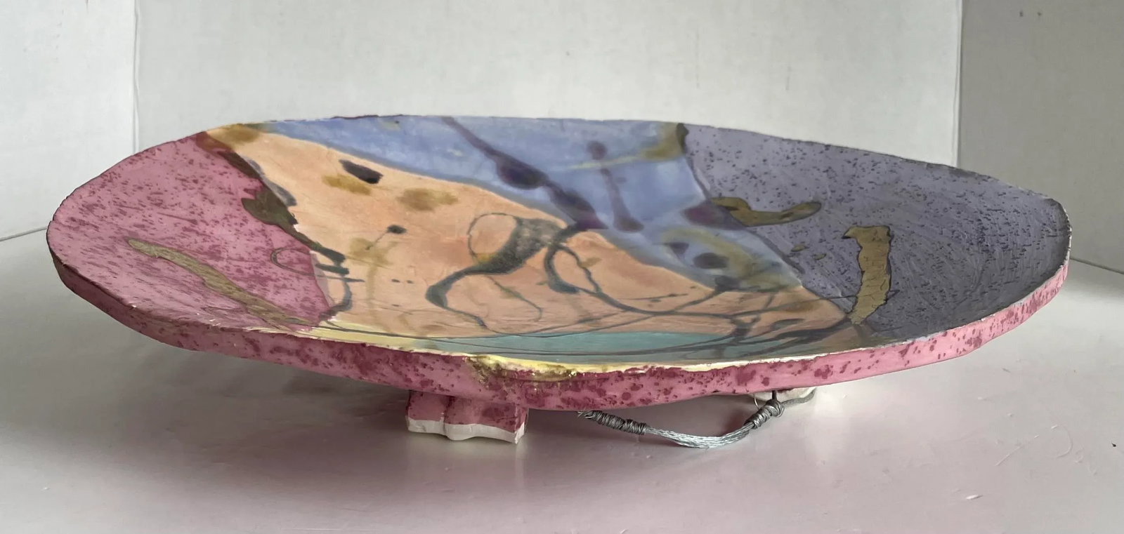 Postmodern Signed Original Wall Mount Ceramic Pottery Art - 6