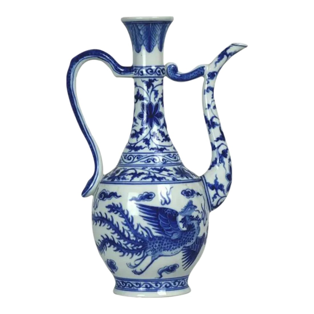18th Century Chinese Porcelain Ewer with Marking on the Bottom: Chinese Porcelain Ewer with marking on the bottom - 4.75" x 7.5" x 11" Condition: Alterations: Unknown Imperfections: Some Imperfections Condition Notes: Good Condition. See pictures for more details.