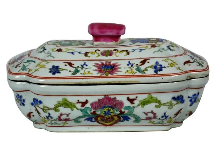 Antique Famille Rose Chinese Porcelain Soup Tureen - 5