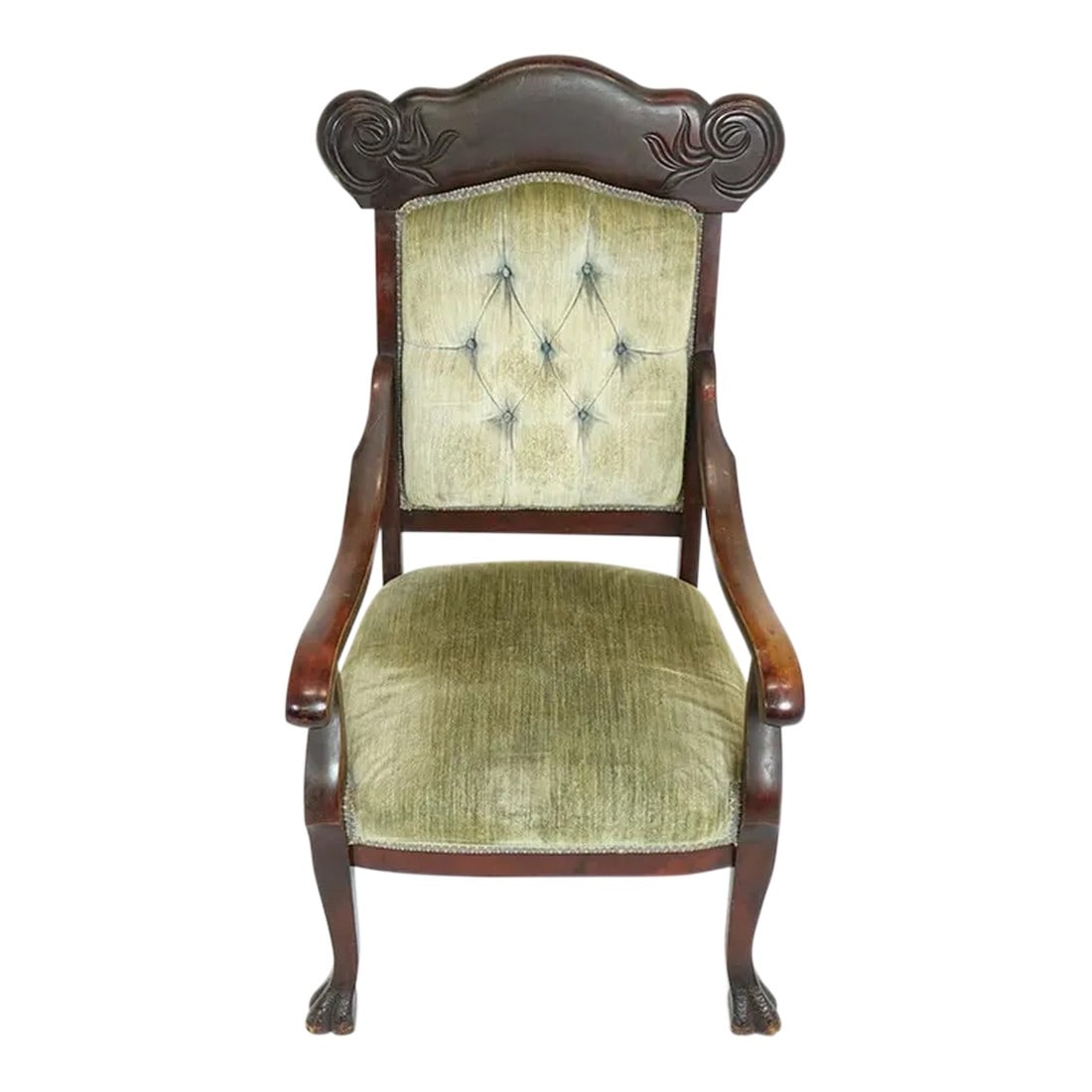 Mid 20th Century Queen Anne Arm Chair: Mid 20th Century Queen Ann Arm Chair Condition: Alterations: Unknown Imperfections: Some Imperfections Condition Notes: Good Condition. See pictures for more details. Dimensions: Height: 42 in. Width: