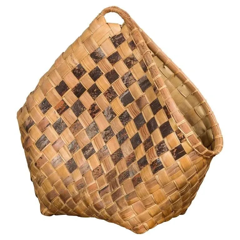 Antique Hand Woven Rustic Karagumoy Filipino Two Toned Grain Basket - 13