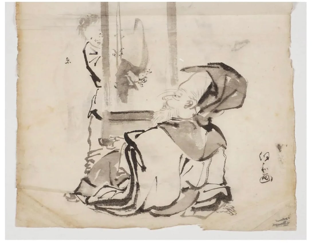 Set of Three Japanese Watercolors in the Manner of Hanabusa Itcho - 11