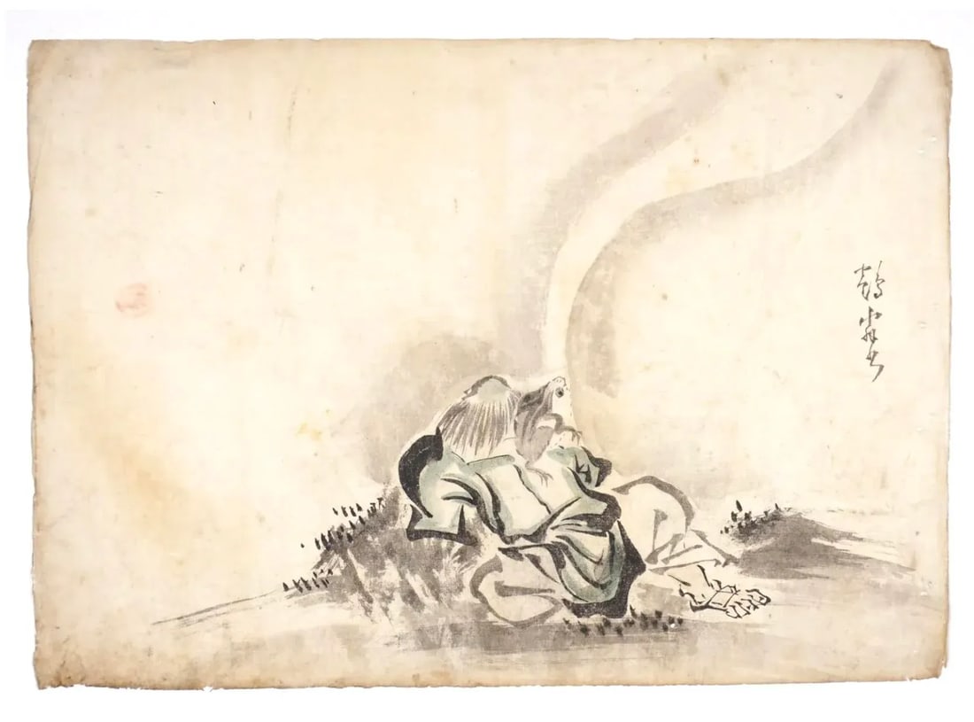 Set of Three Japanese Watercolors in the Manner of Hanabusa Itcho - 2