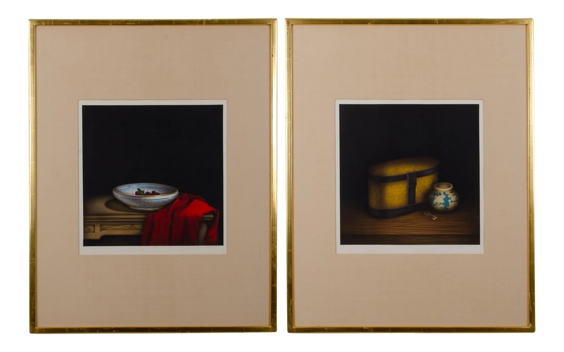 Hike Mallicote - "Bowl" & "Key" Pochoir Prints: Hike Mallicote (American, 20th Century) Bowl Key pochoir prints sight of each 14 Â¾ by 15 â…œ gilt frame 25 by 31 Â½ inches, 1 Â¼ inches deep titled