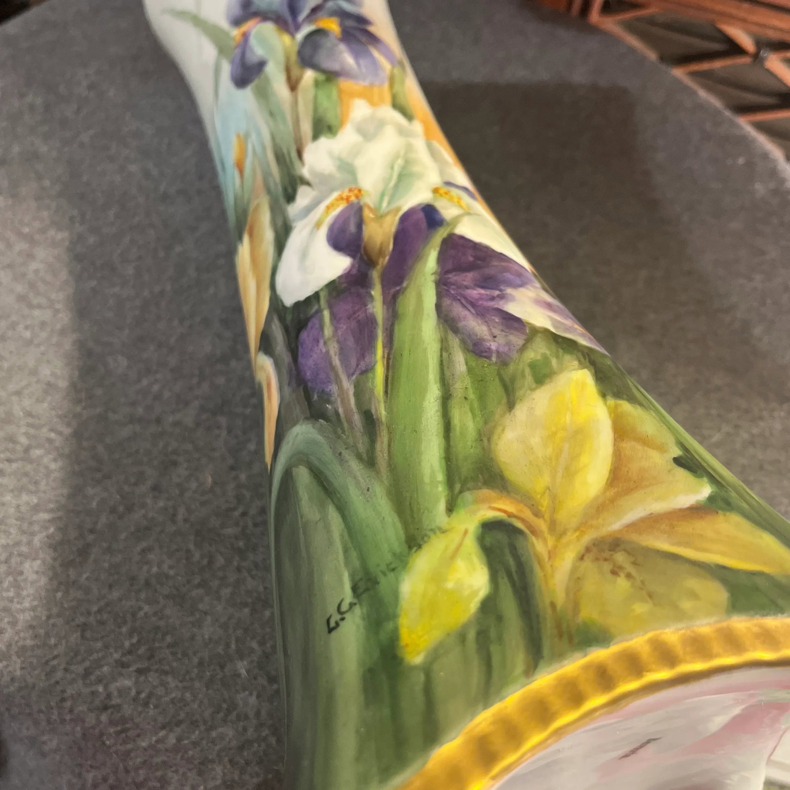 Early 20th Century Hand Painted German Bavaria Vase With Artist Signature - 9