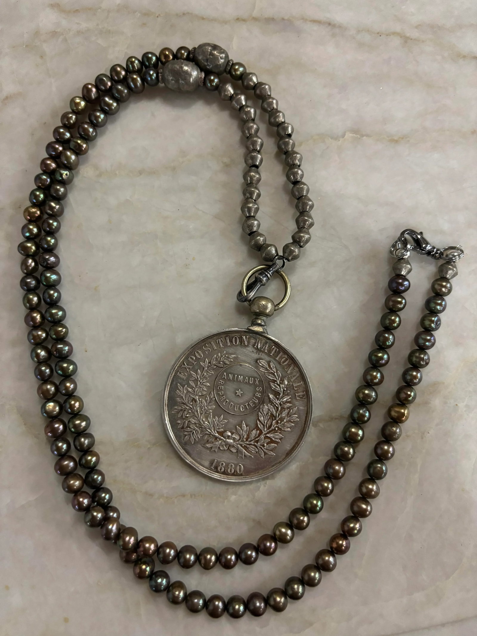 Late 19th Century Cultured Pearl and Medal Necklace - 10