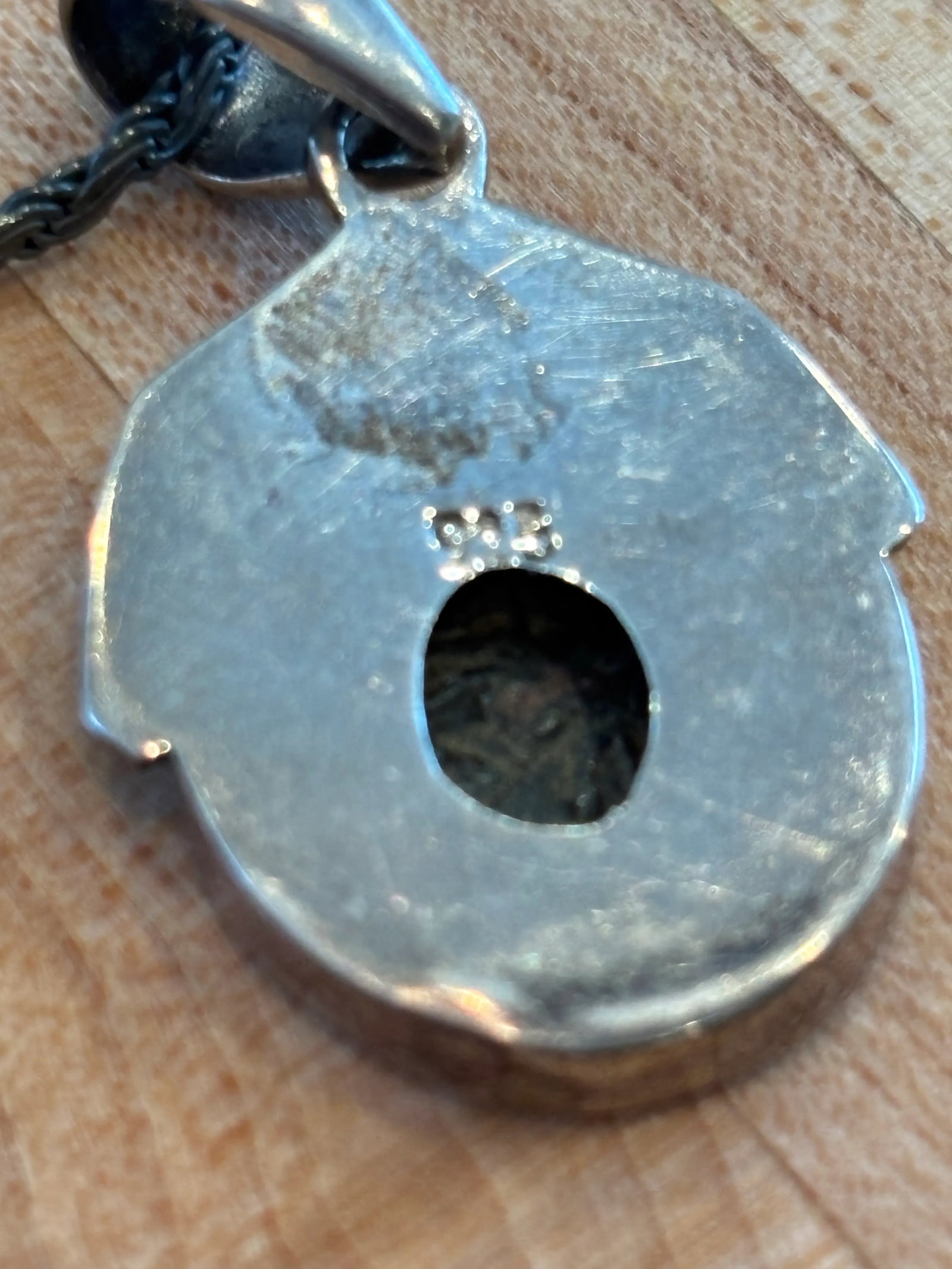 Antique Pendant With Roman Coin and Sterling Silver Setting of Diagonal Frame - 11