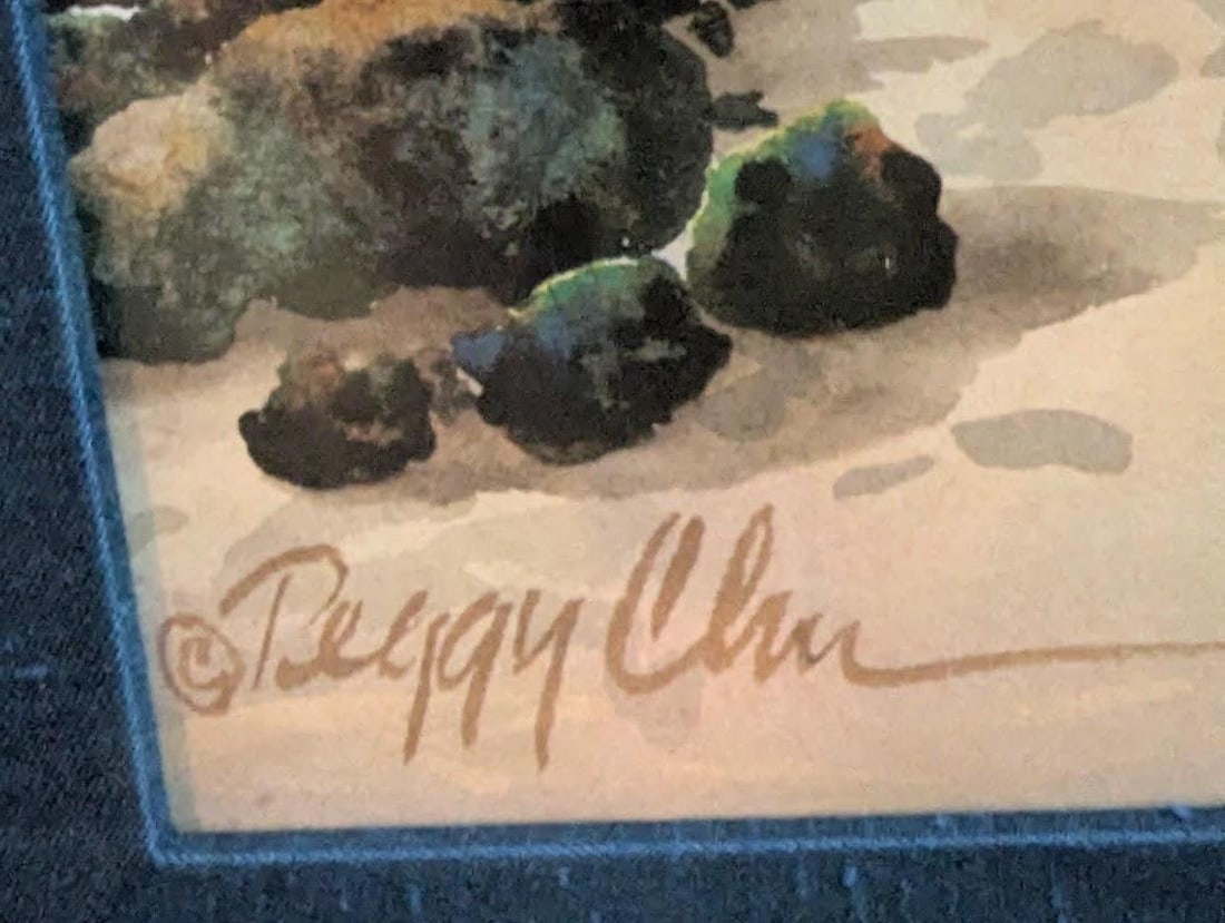 1980s Original Watercolor by Peggy Chun "Spirit of the Paddles" - Hawaiian Canoe (Wa'a) and Paddles - 2