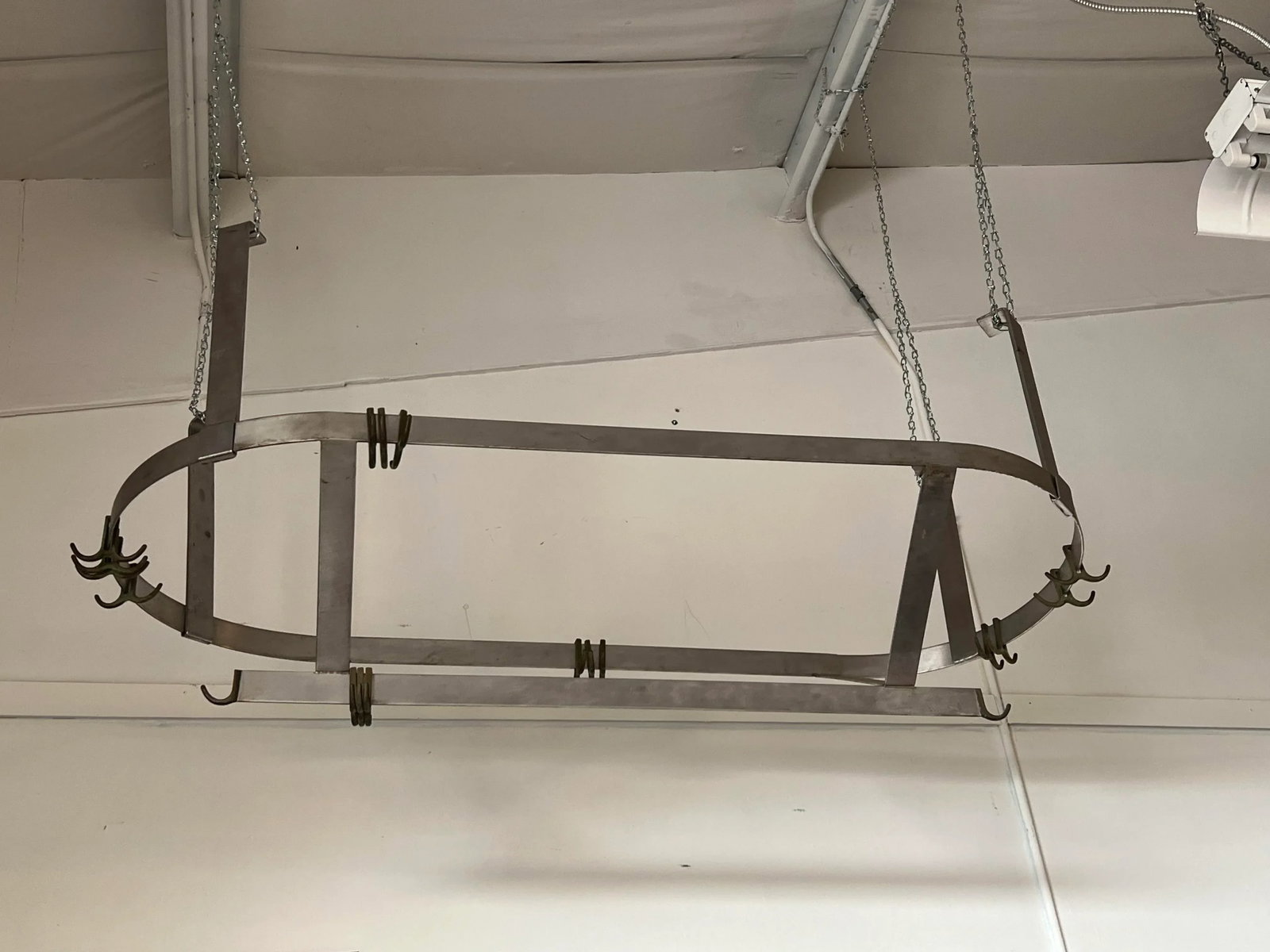 Late 20th Century Large Oval Stainless Pot Hanger - 3
