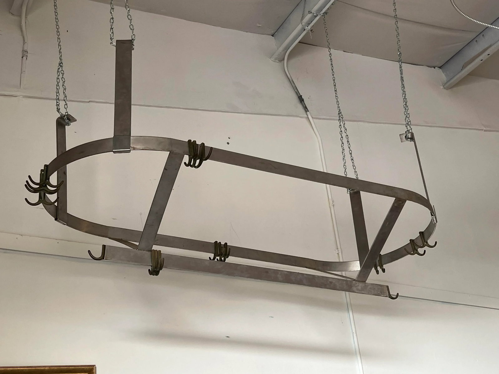 Late 20th Century Large Oval Stainless Pot Hanger - 5