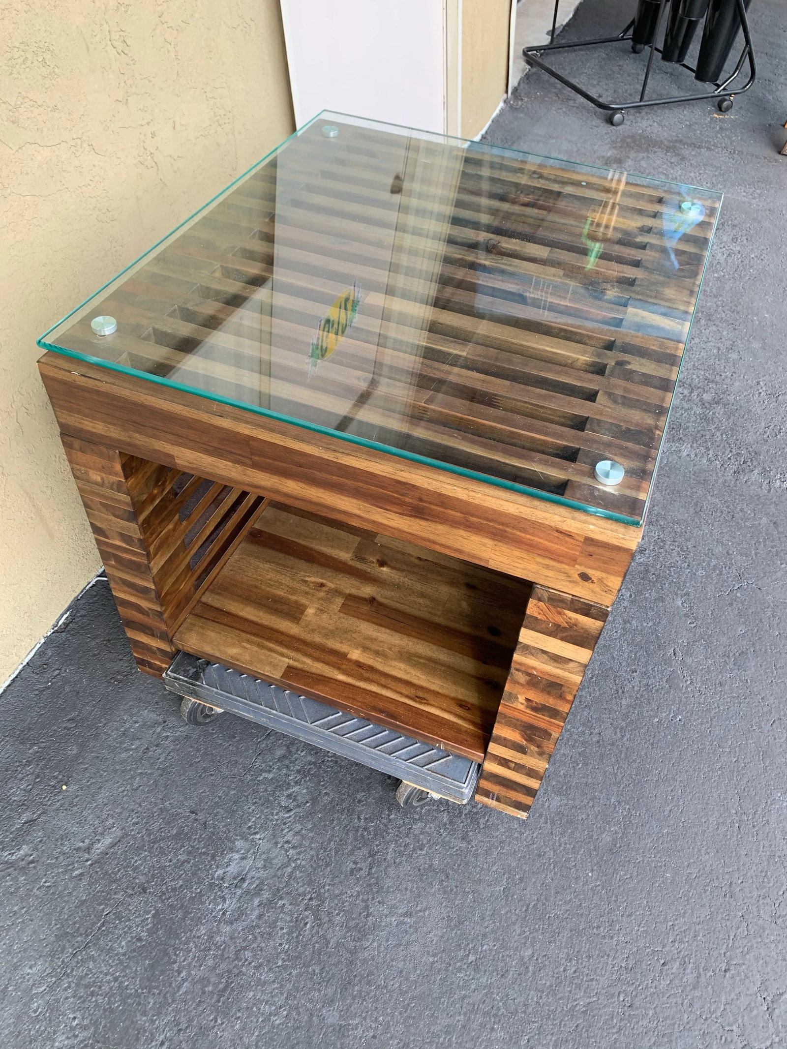 1980s Vintage Slatted Cube Side Table - 5