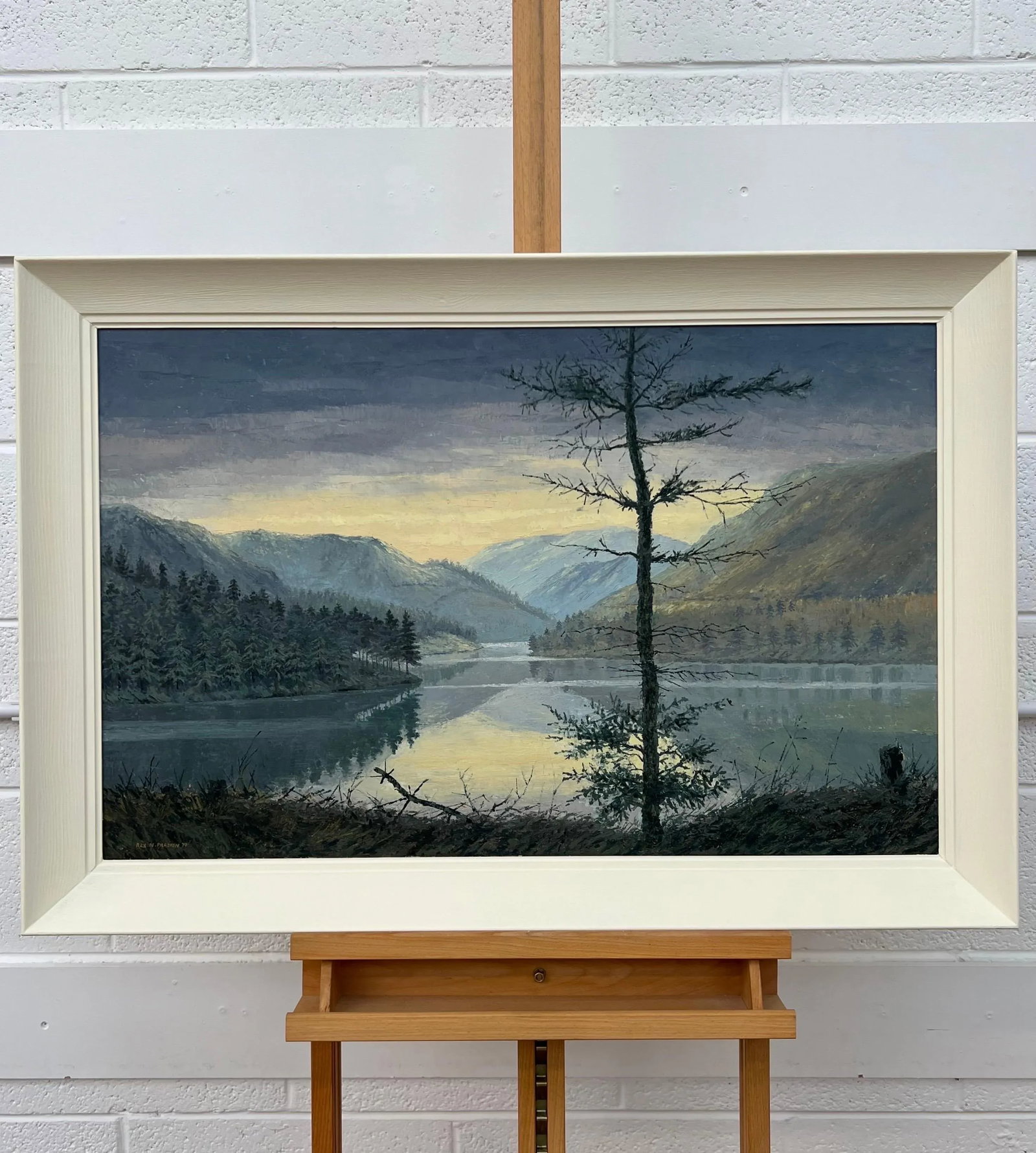 Rex Preston Vintage Impasto Impressionist Painting of Misty Morning at Reservoir in England, 1971 - 3