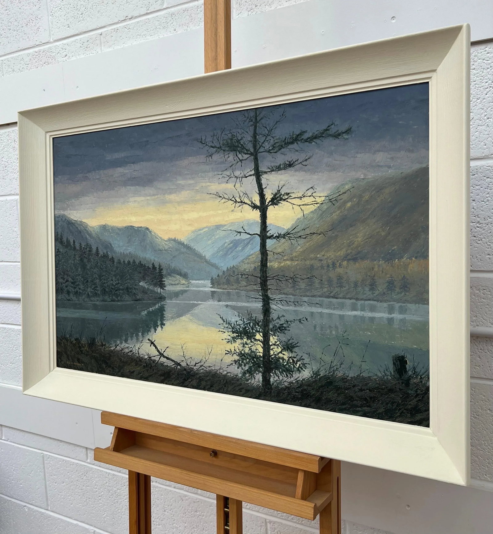Rex Preston Vintage Impasto Impressionist Painting of Misty Morning at Reservoir in England, 1971 - 4