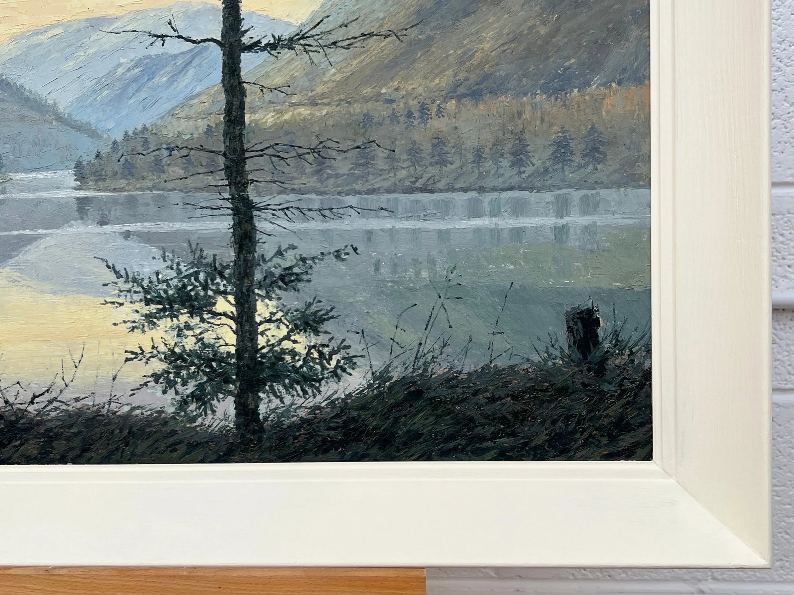Rex Preston Vintage Impasto Impressionist Painting of Misty Morning at Reservoir in England, 1971 - 6