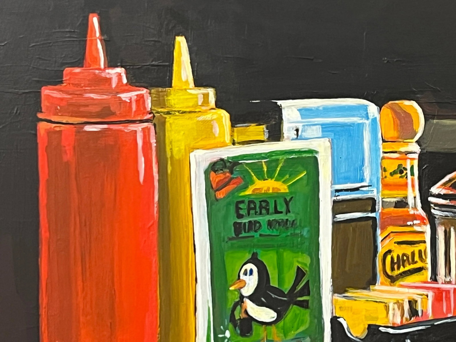 Americana Still Life Painting of American Diner Table Condiments & Sauces Art, 2017, Framed - 10