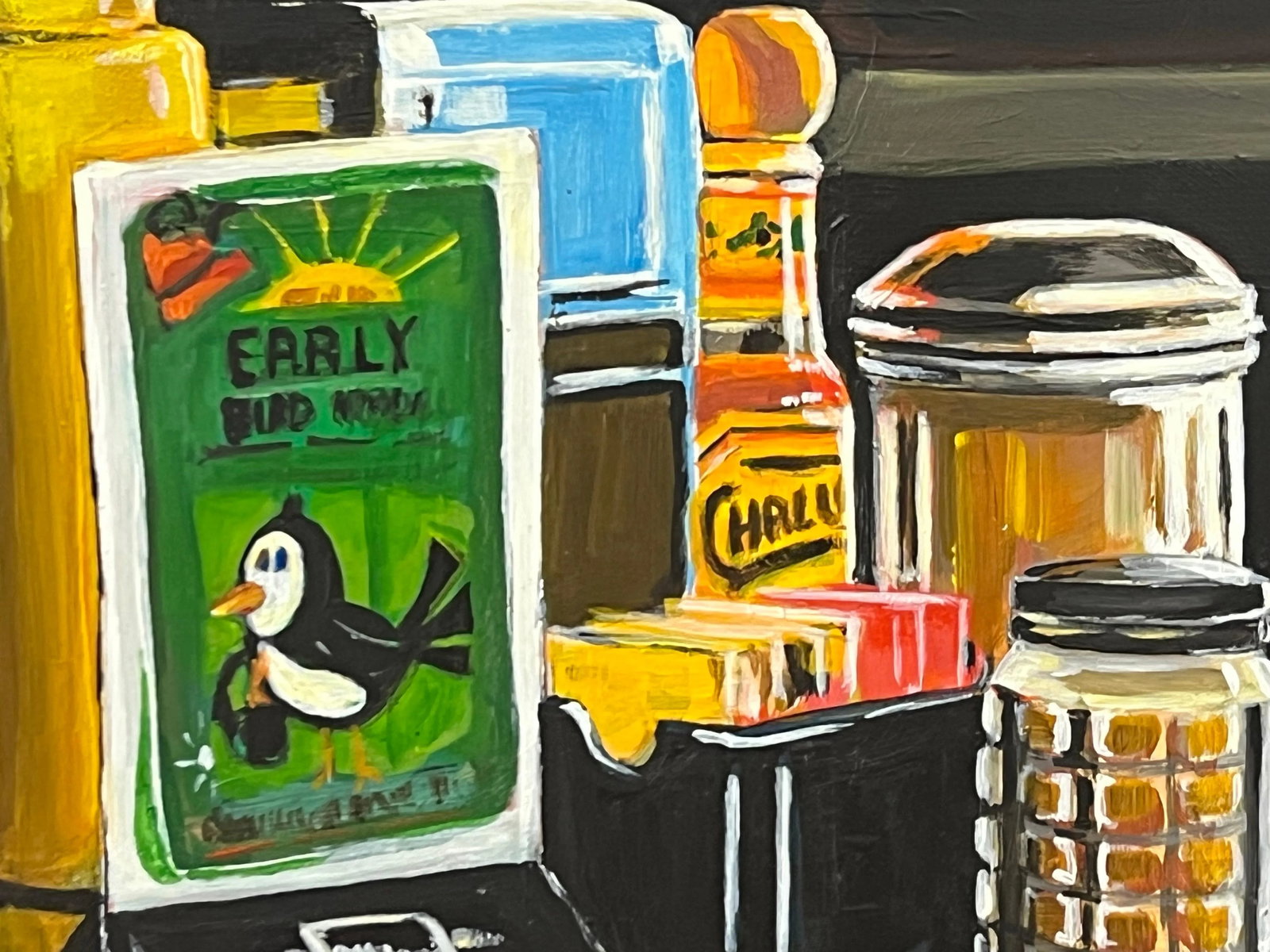 Americana Still Life Painting of American Diner Table Condiments & Sauces Art, 2017, Framed - 7