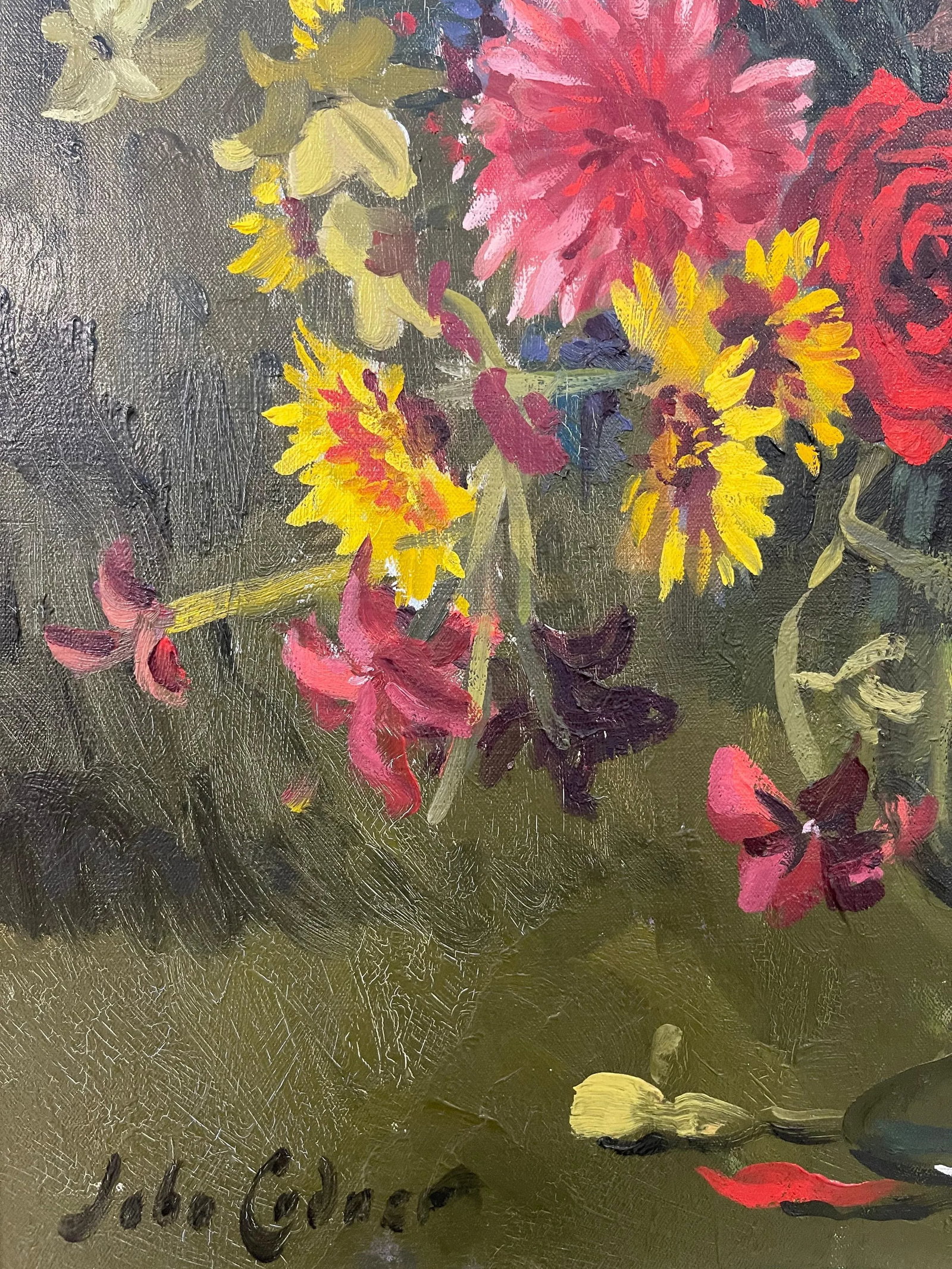 John Whitlock Codner RWA, Still Life Oil Painting of Flowers in Glass Vase by 20th Century British A - 12