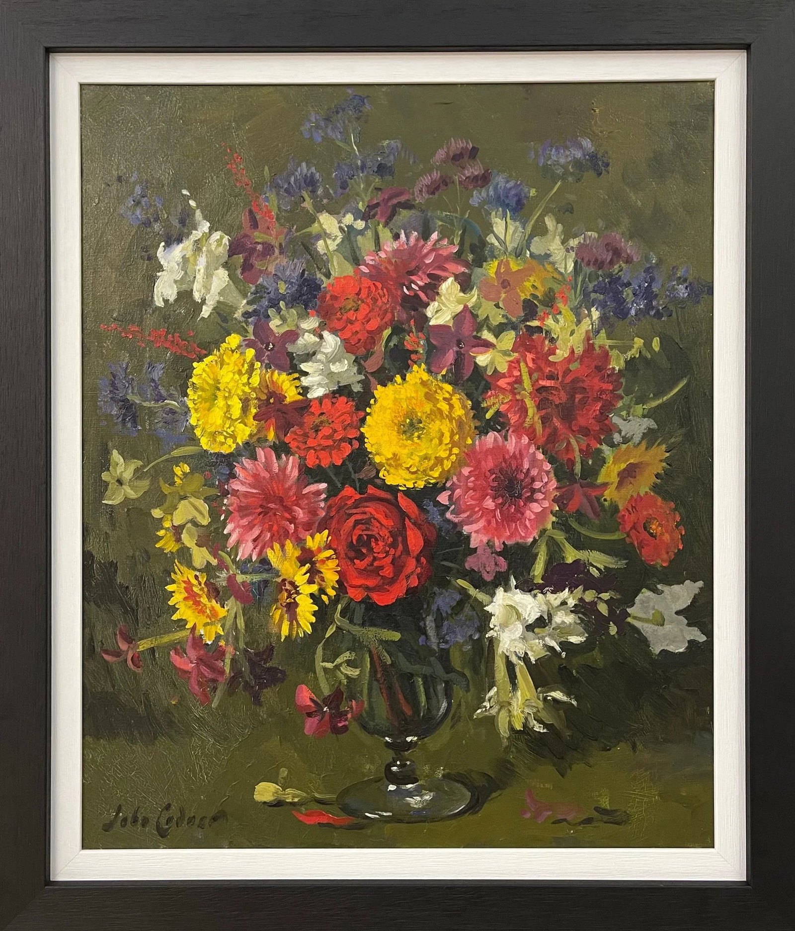 John Whitlock Codner RWA, Still Life Oil Painting of Flowers in Glass Vase by 20th Century British A - 13