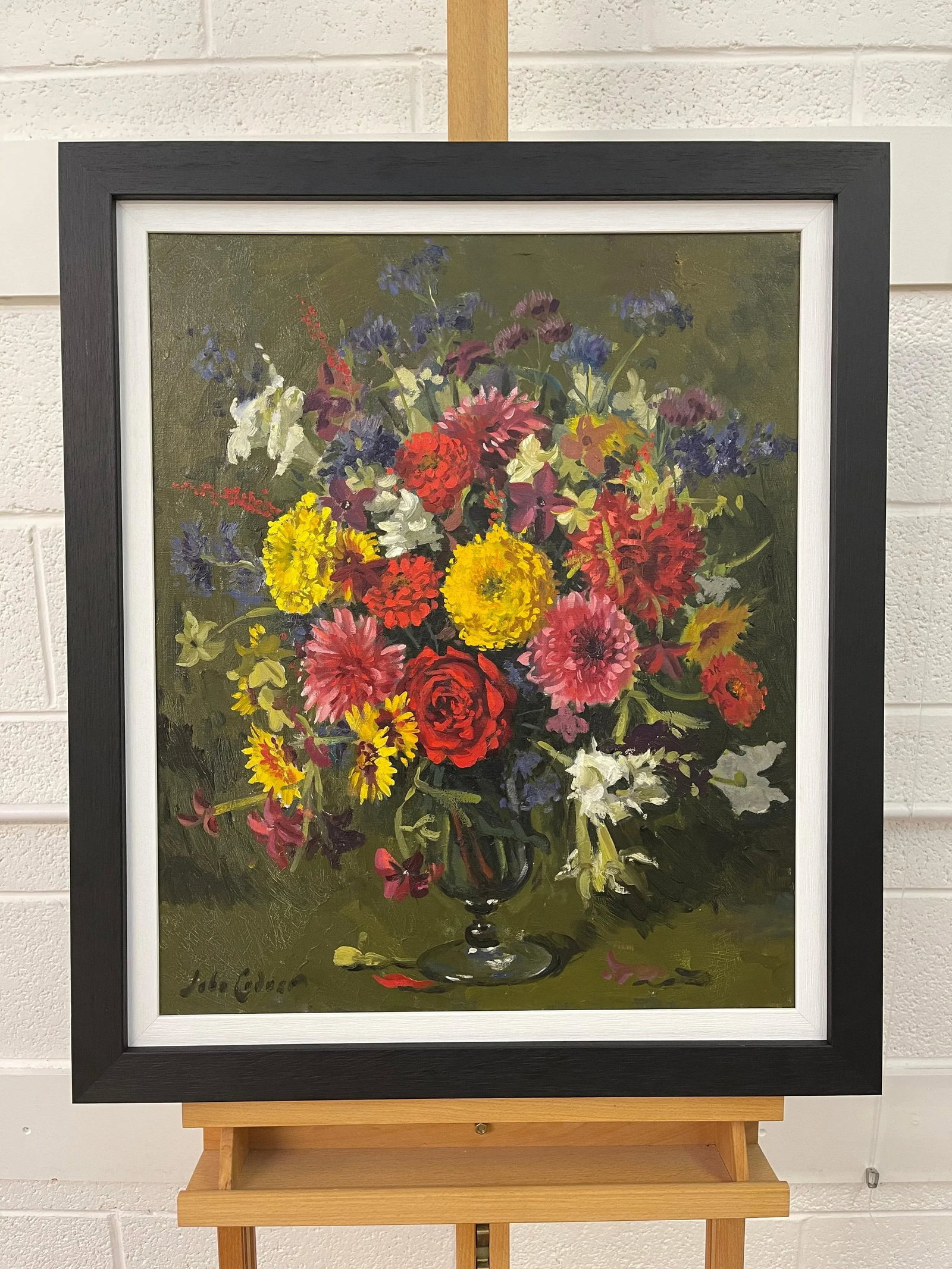 John Whitlock Codner RWA, Still Life Oil Painting of Flowers in Glass Vase by 20th Century British A - 6