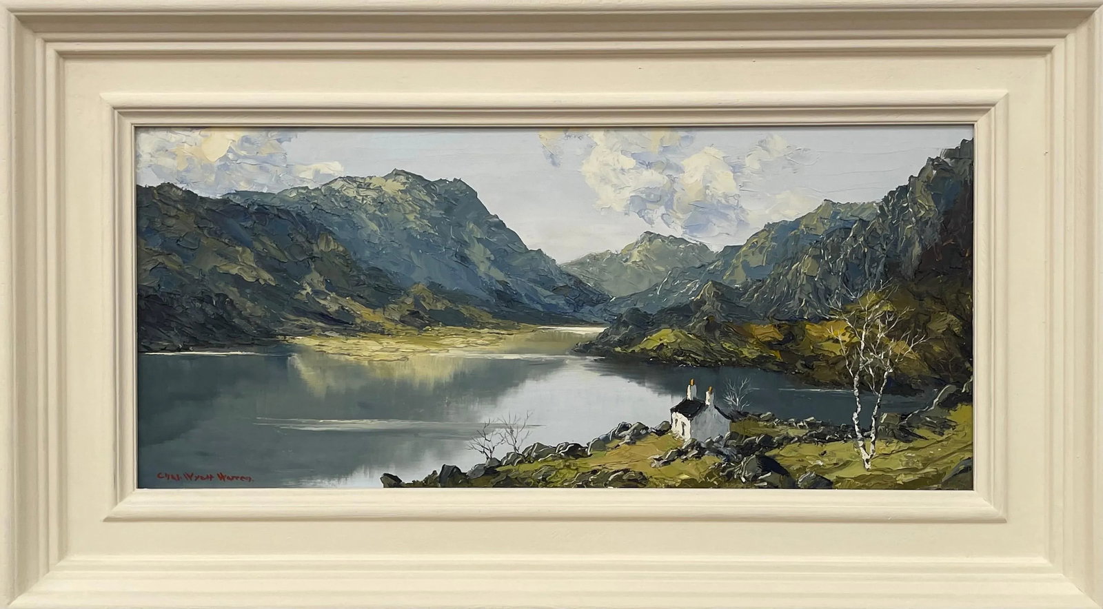 Impasto Oil Painting of River Mountain Scene in Wales by British Artist, Mid-20th Century, Framed in - 12