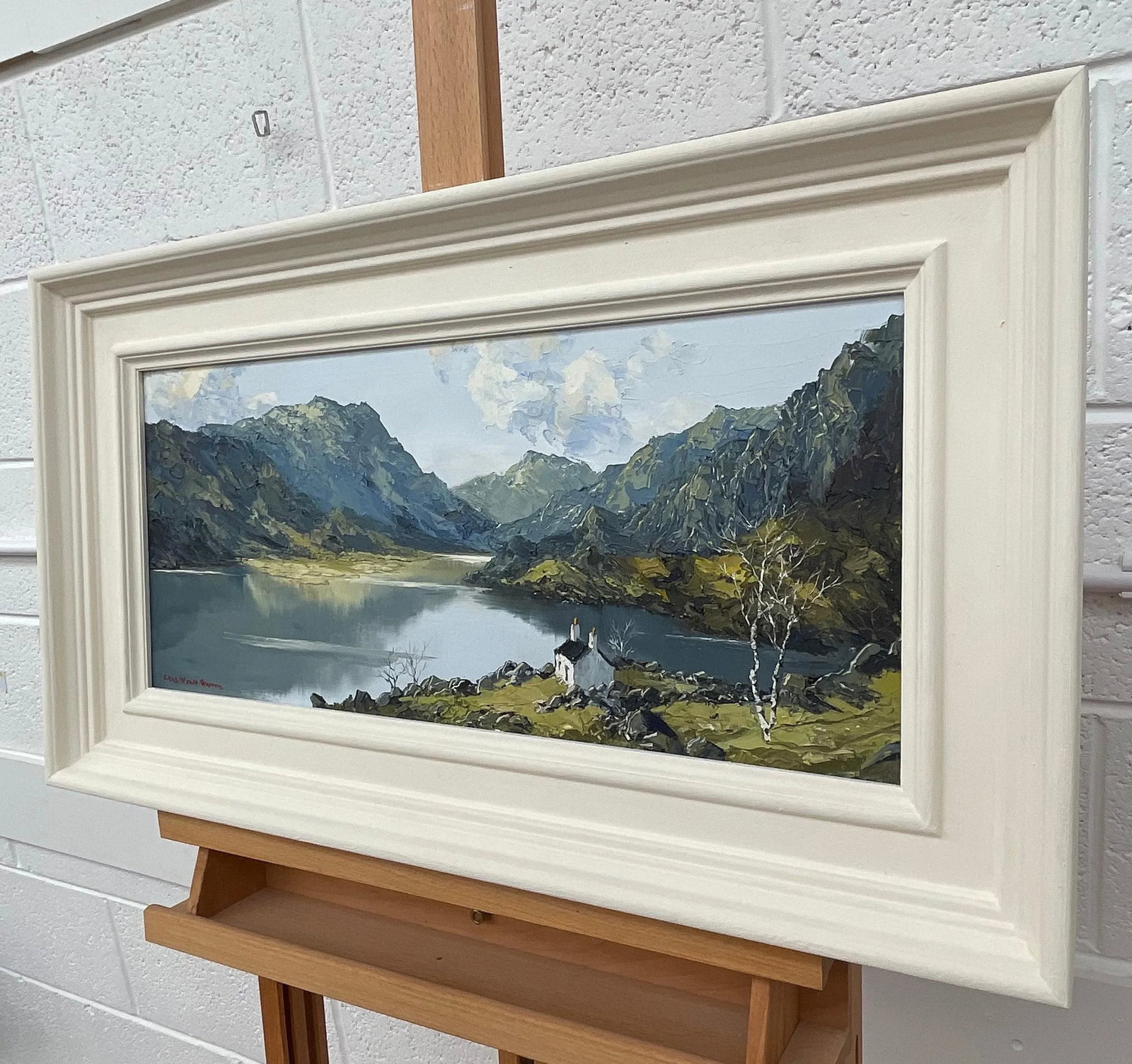 Impasto Oil Painting of River Mountain Scene in Wales by British Artist, Mid-20th Century, Framed in - 5