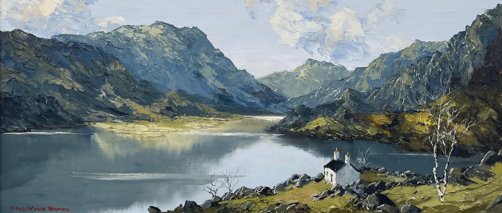 Impasto Oil Painting of River Mountain Scene in Wales by British Artist, Mid-20th Century, Framed in - 8