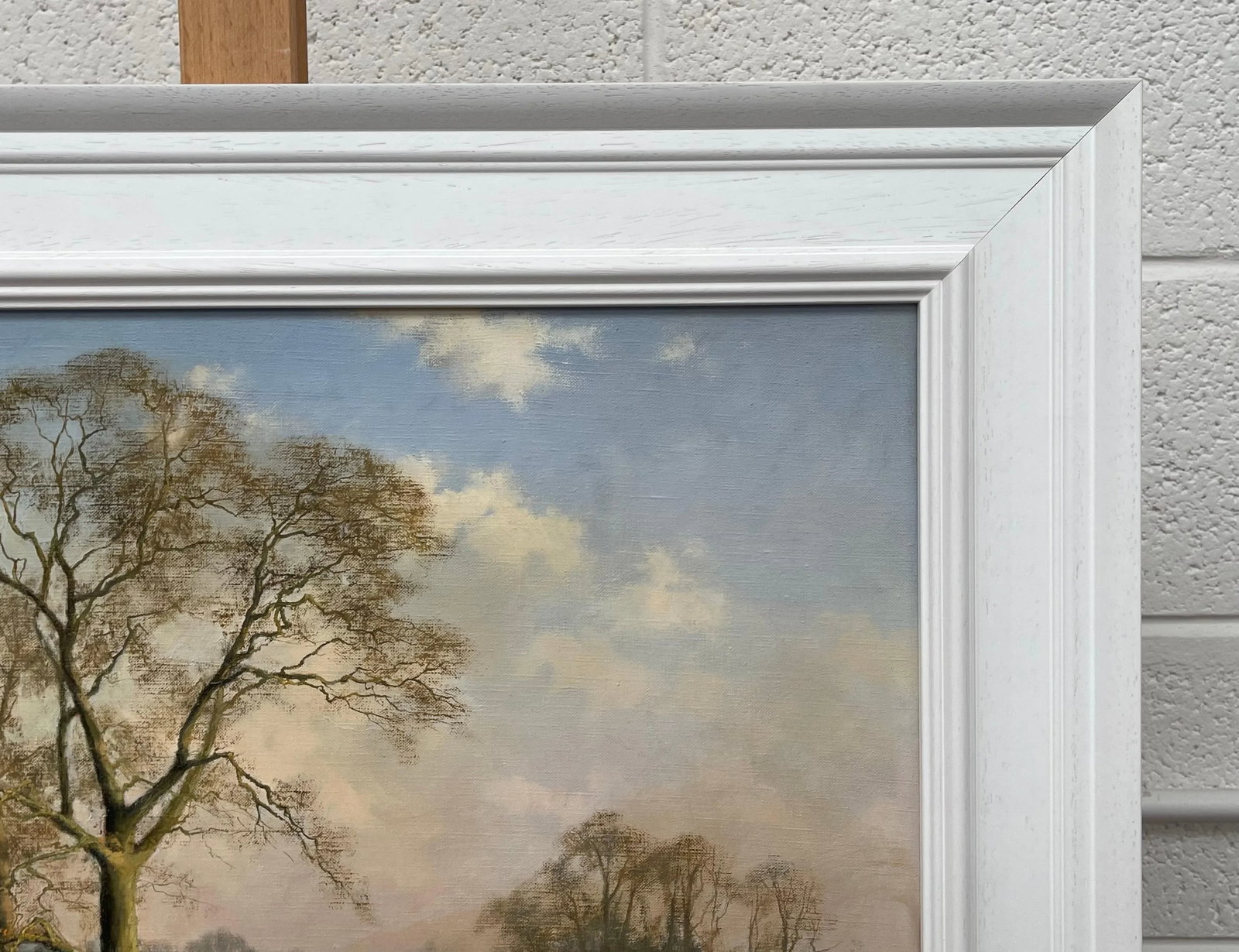 Oil Painting of Rural Winter Scene With Oak Trees in England by British Artist, 1995 Circa - 12