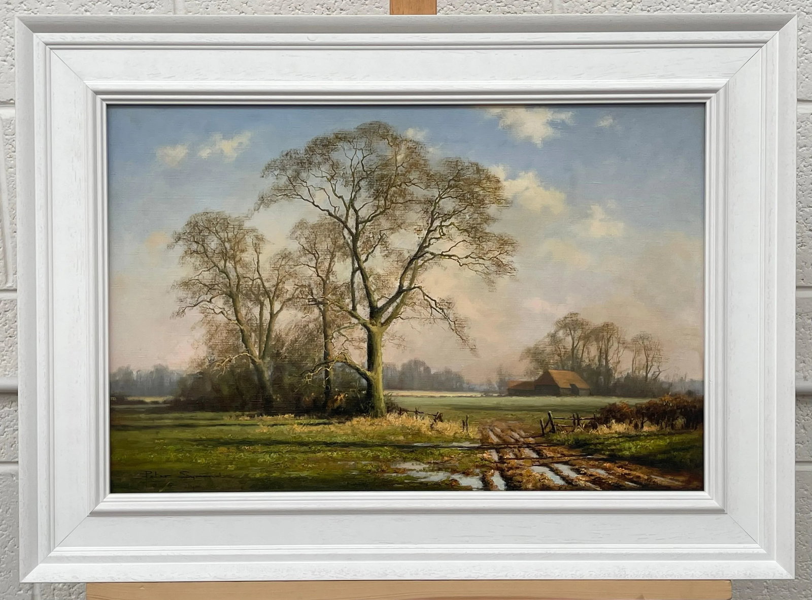 Oil Painting of Rural Winter Scene With Oak Trees in England by British Artist, 1995 Circa - 3