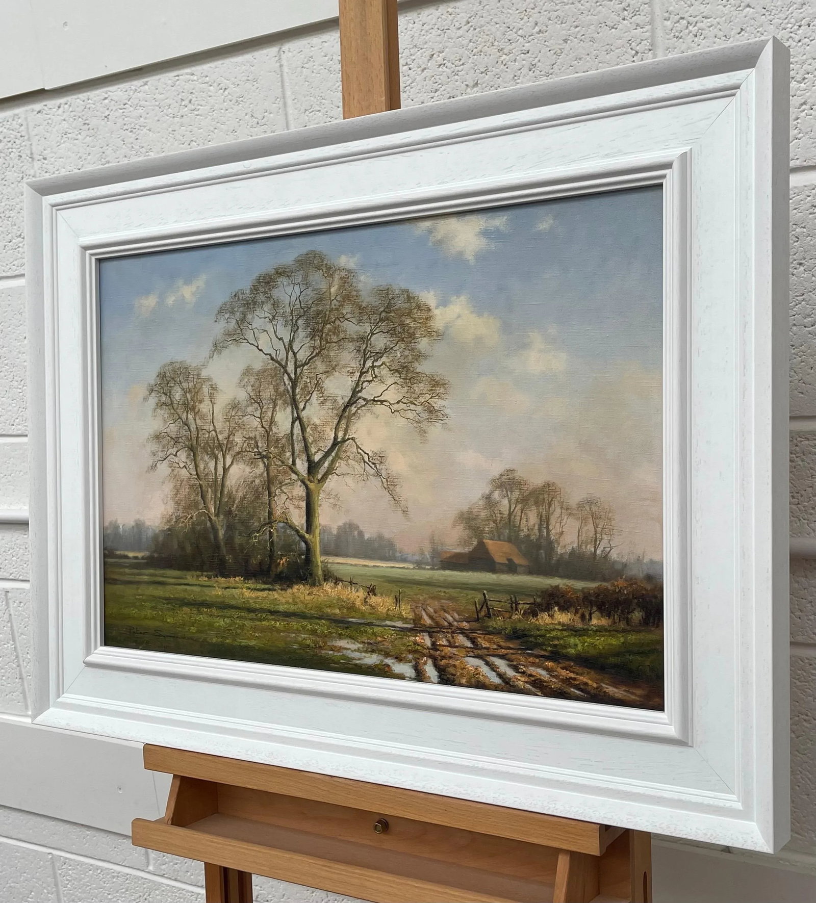 Oil Painting of Rural Winter Scene With Oak Trees in England by British Artist, 1995 Circa - 7