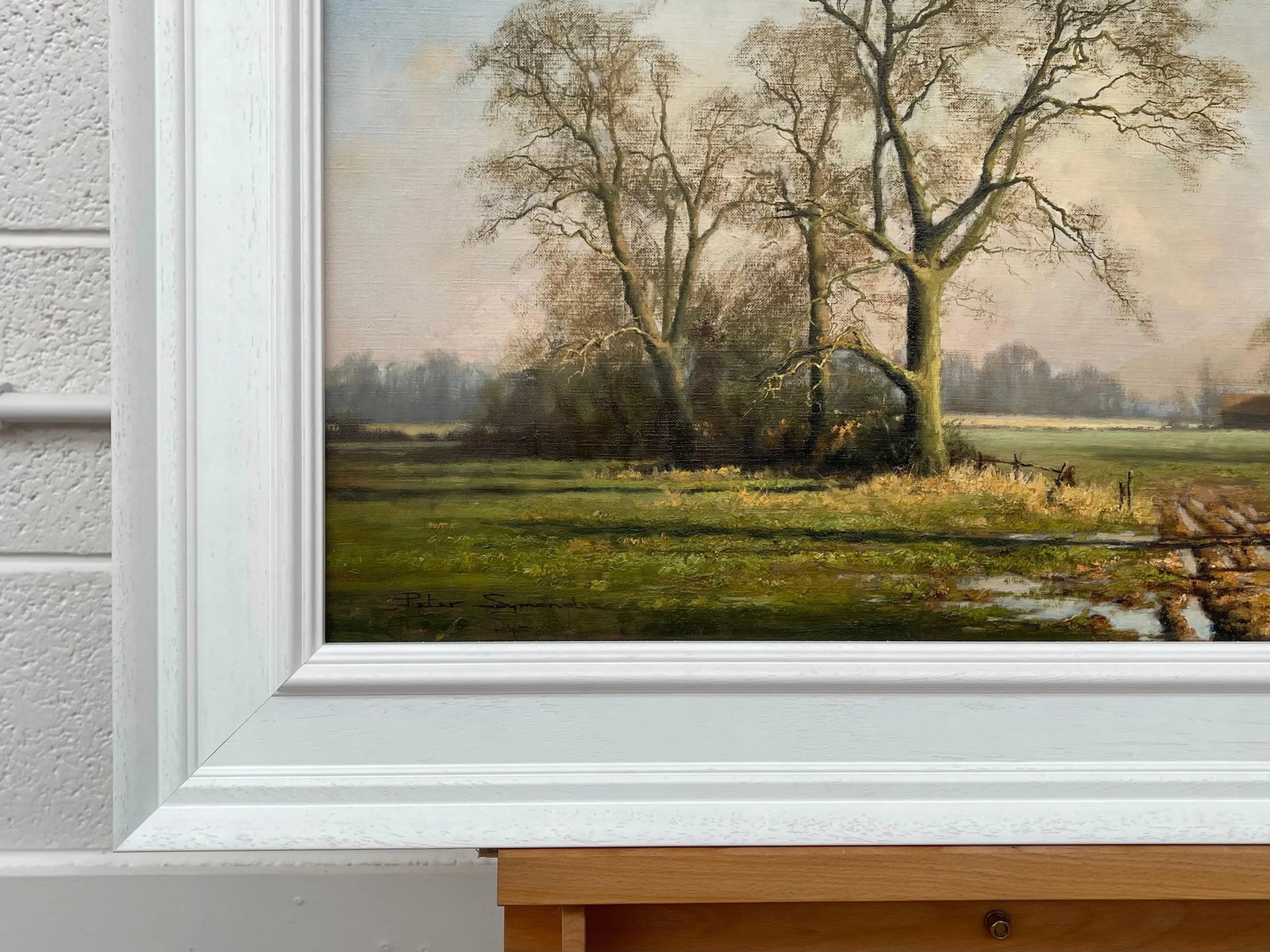 Oil Painting of Rural Winter Scene With Oak Trees in England by British Artist, 1995 Circa - 8