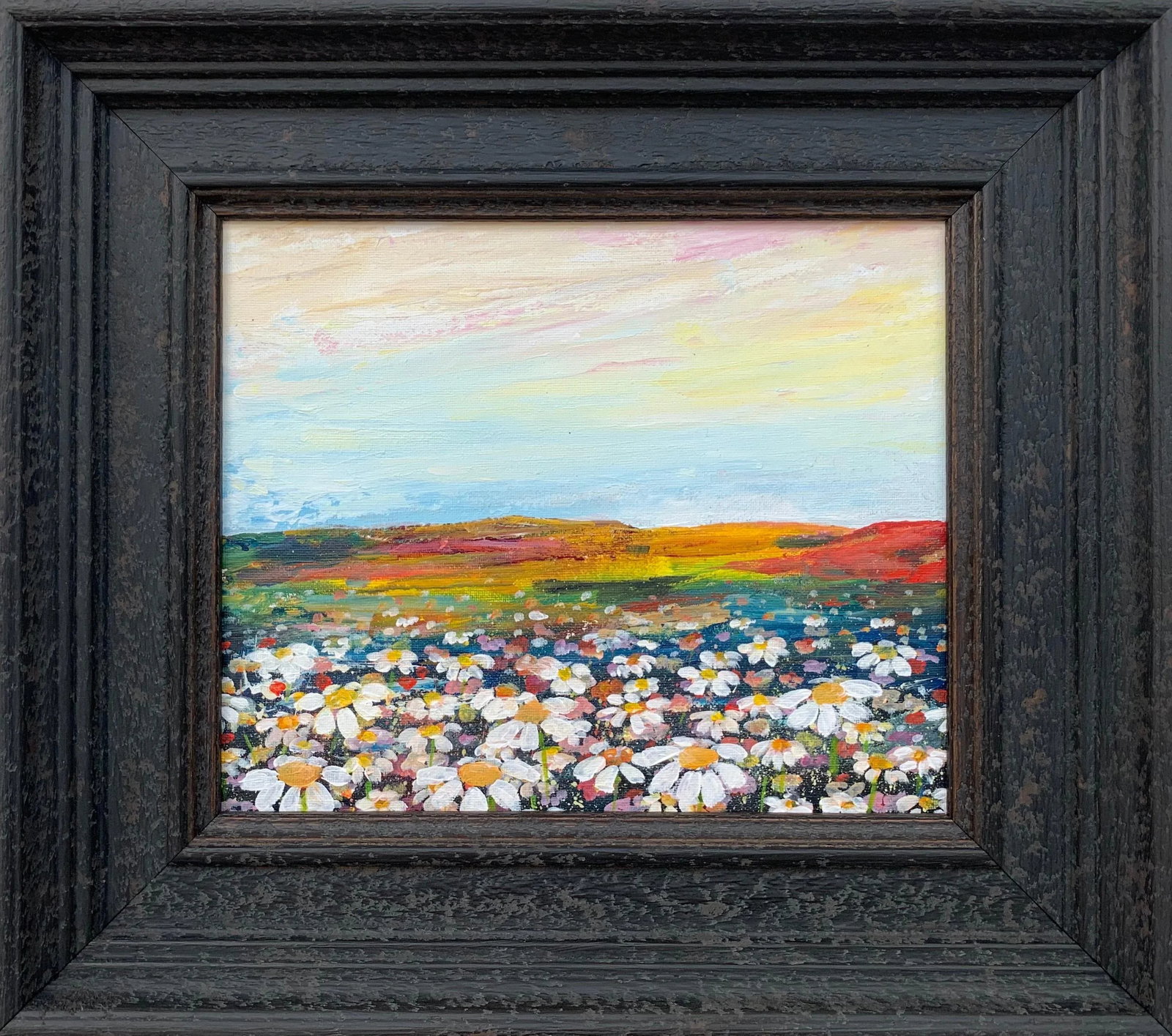 Angela Wakefield, Wild Daisy Flowers English Countryside Landscape Painting by Contemporary Artist, - 11