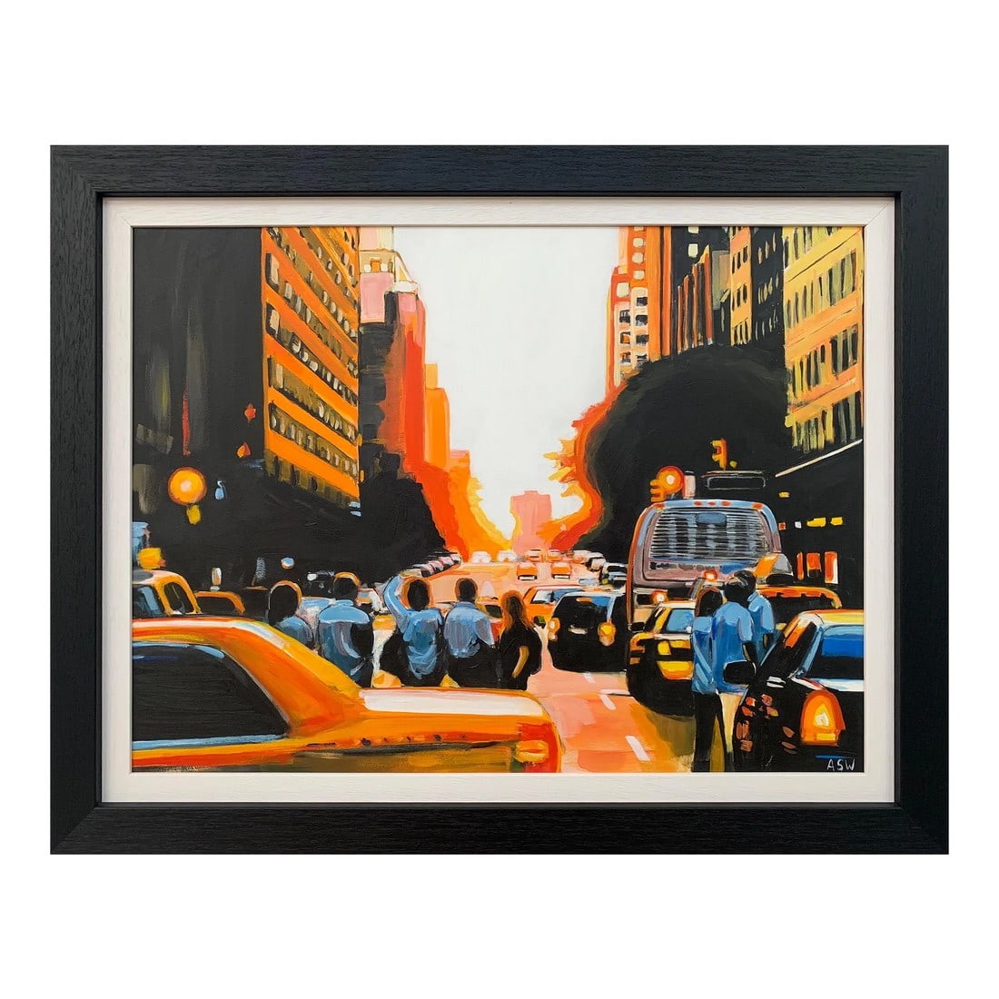 Figures at Manhattan Henge Sunset New York City by Leading British Urban Artist, 2014 (1 of 13)