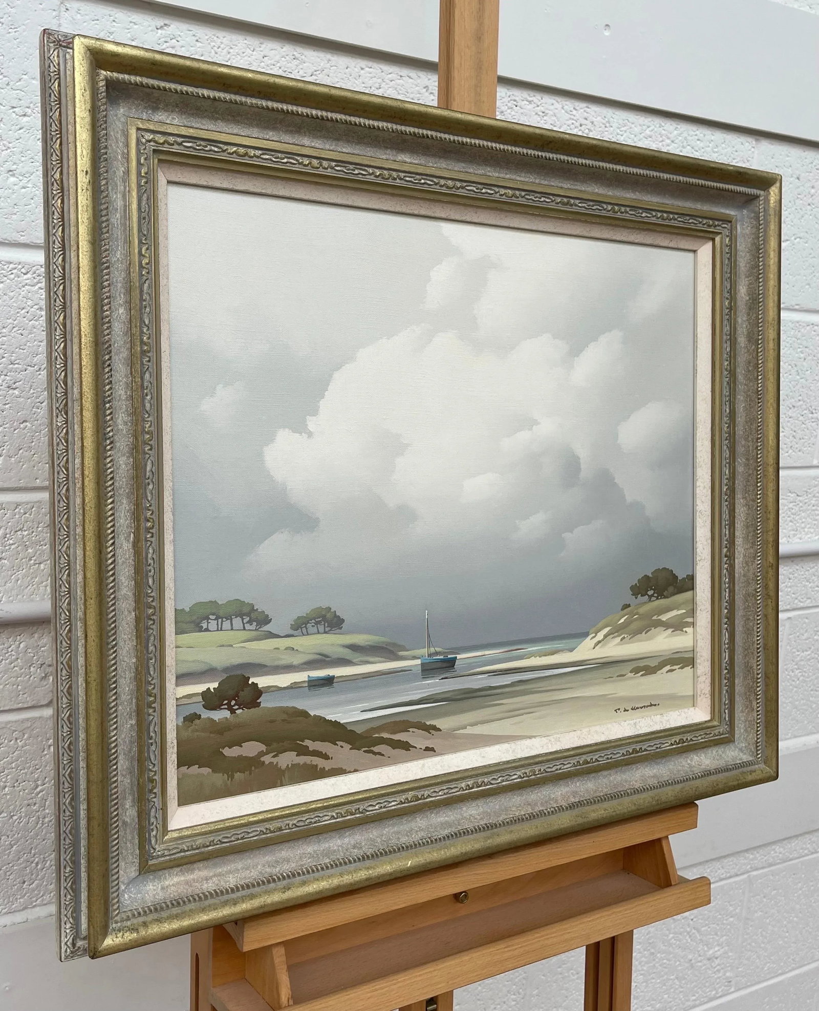 Pierre de Clausade, Coastal Seascape Landscape Painting with Boats by 20th Century French Artist, 19 - 2