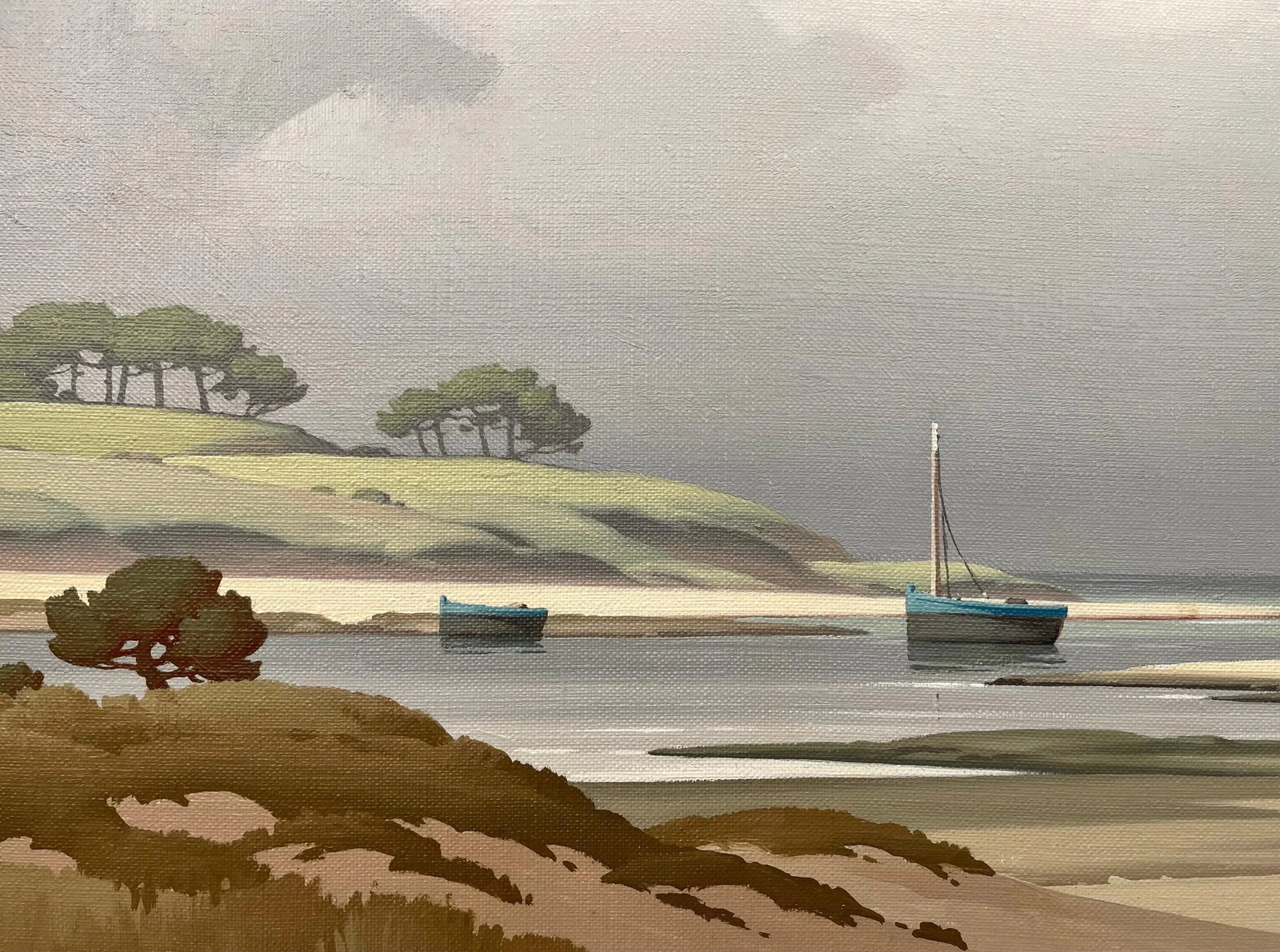 Pierre de Clausade, Coastal Seascape Landscape Painting with Boats by 20th Century French Artist, 19 - 7