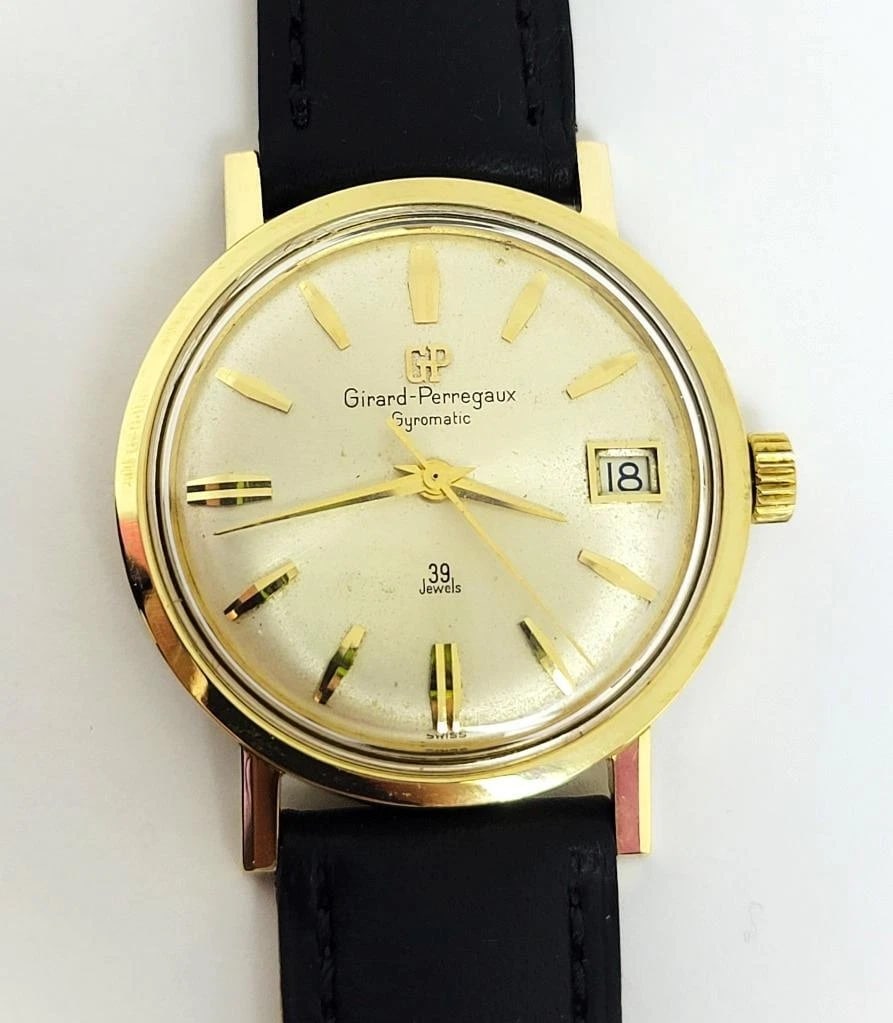 Vintage 14k GIRARD PERREGAUX Mens 39 Jewels Gyromatic Watch 1960s EXLNT SERVICED (1 of 1)
