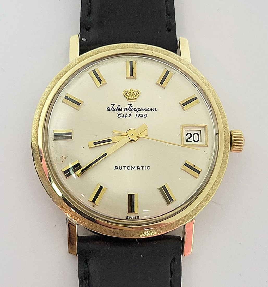 Vintage 14k JULES JURGENSEN 17J Automatic DATE Watch c.1960s EXLNT ORIGINAL DIAL: Vintage 14k JULES JURGENSEN 17J Automatic DATE Watch c.1960s EXLNT ORIGINAL DIAL ? Great present for yourself or someone you love as well as for vintage collectors or enthusiasts! * Solid 14k yellow g