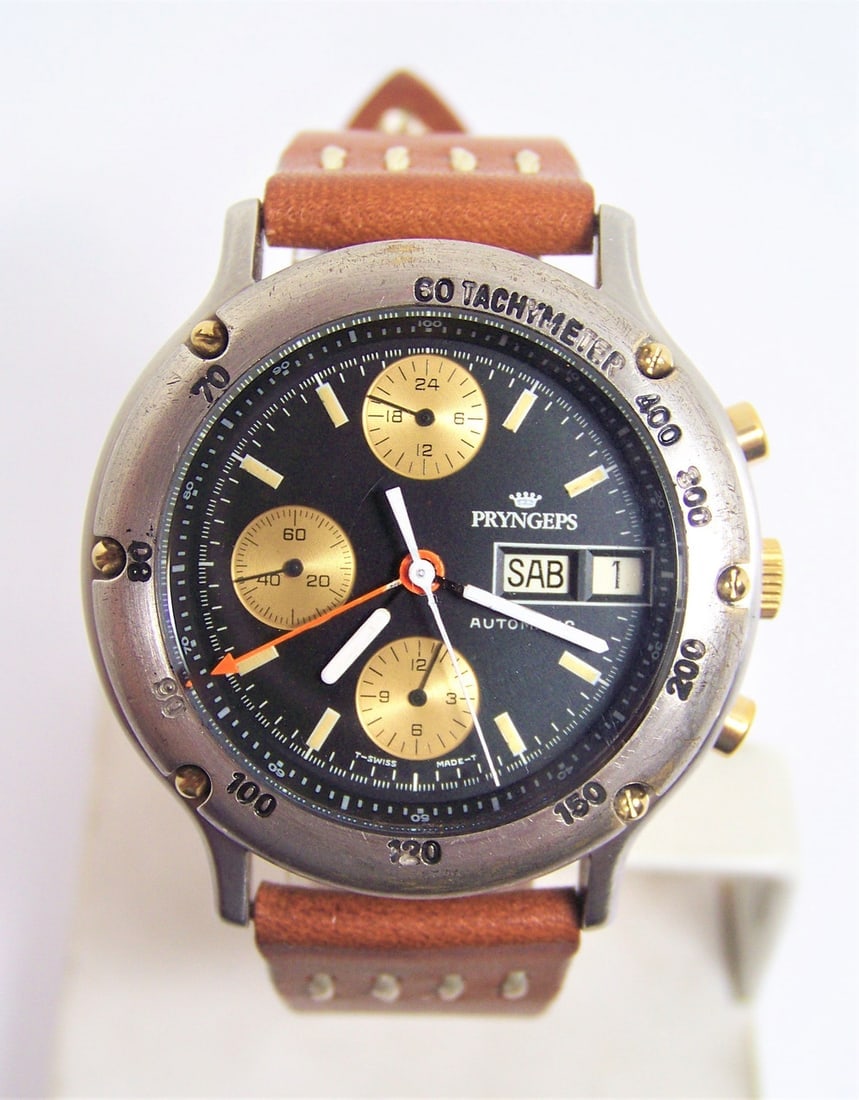 Vintage S/Steel PRYNGEPS Chronograph Automatic Day Date Watch 4025 c.1970s* EXLNT* SERVICED (1 of 11)