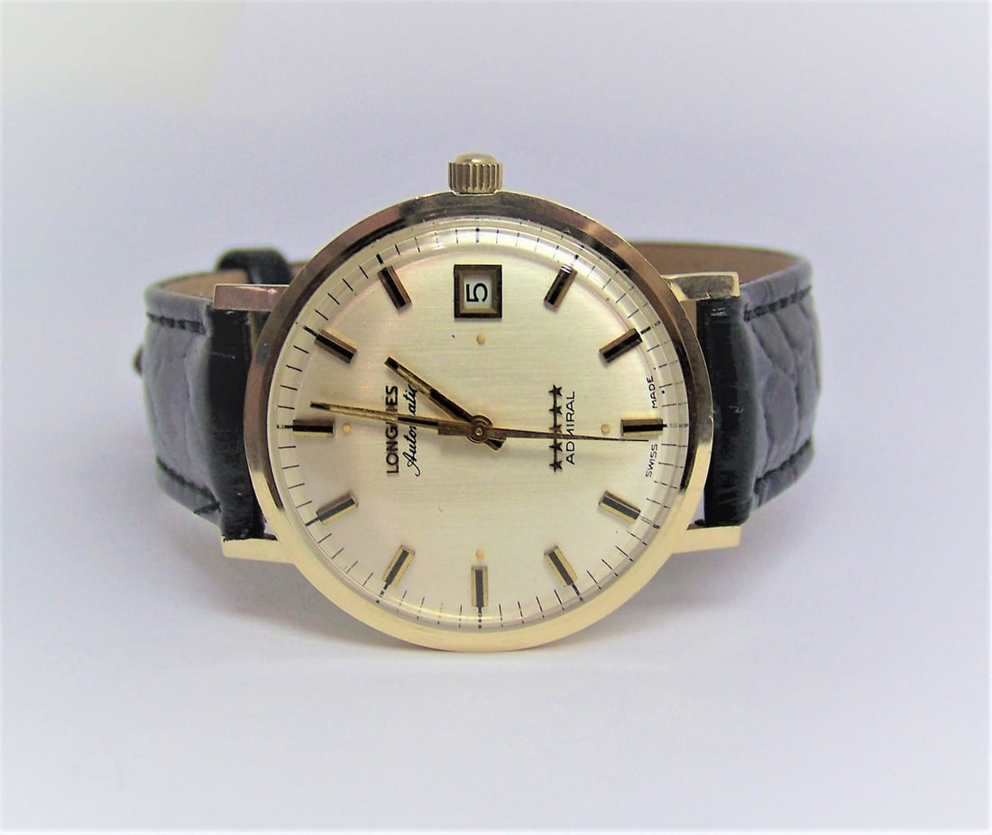 Vintage 14k LONGINES 5 Star Admiral Automatic DATE Watch 1970s Cal.2784* EXLNT: Vintage 14k LONGINES 5 Star Admiral Automatic DAY DATE Watch 1970s Cal.2784* EXLNT ? Great present for yourself or someone you love as well as for vintage collectors or enthusiasts! * Solid 14k yellow
