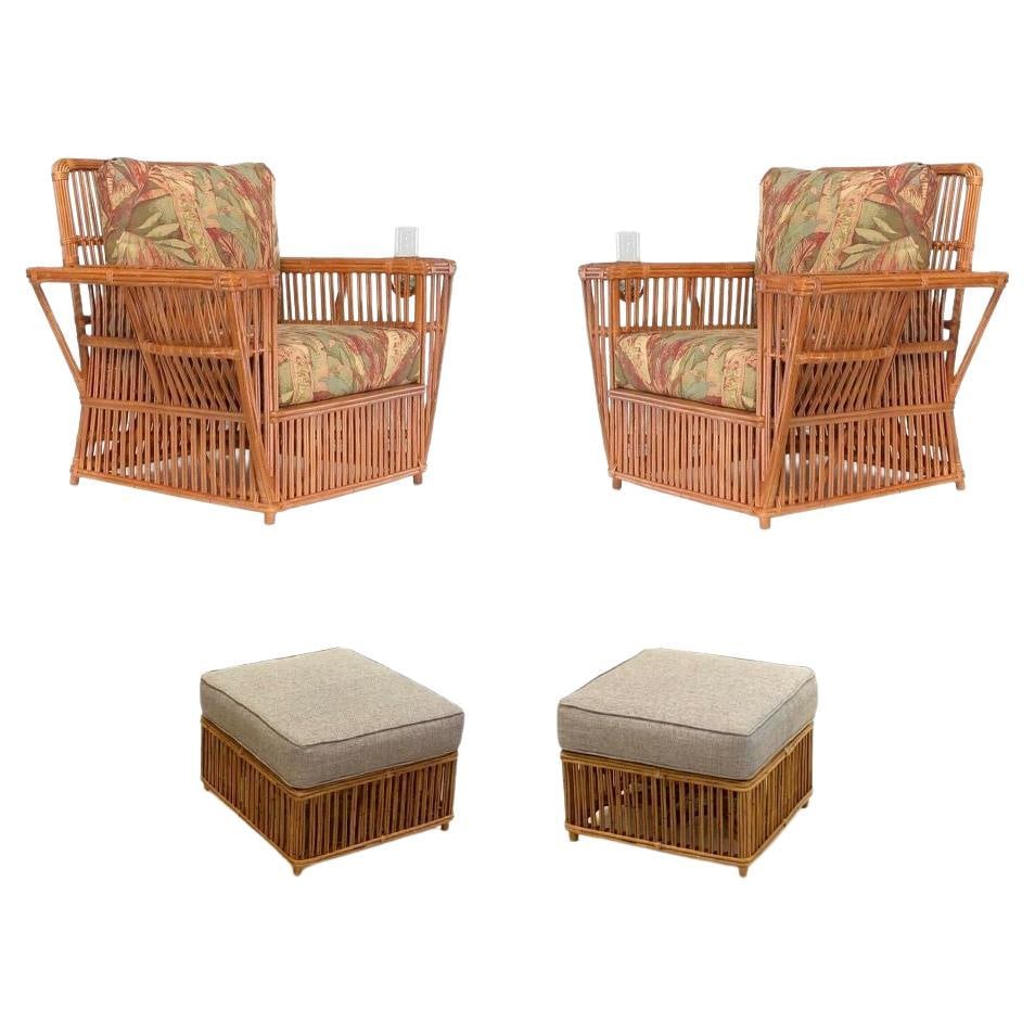 Presidents Stick Reed Rattan Nantucket Lounge Armchair and Ottoman Set (1 of 5)