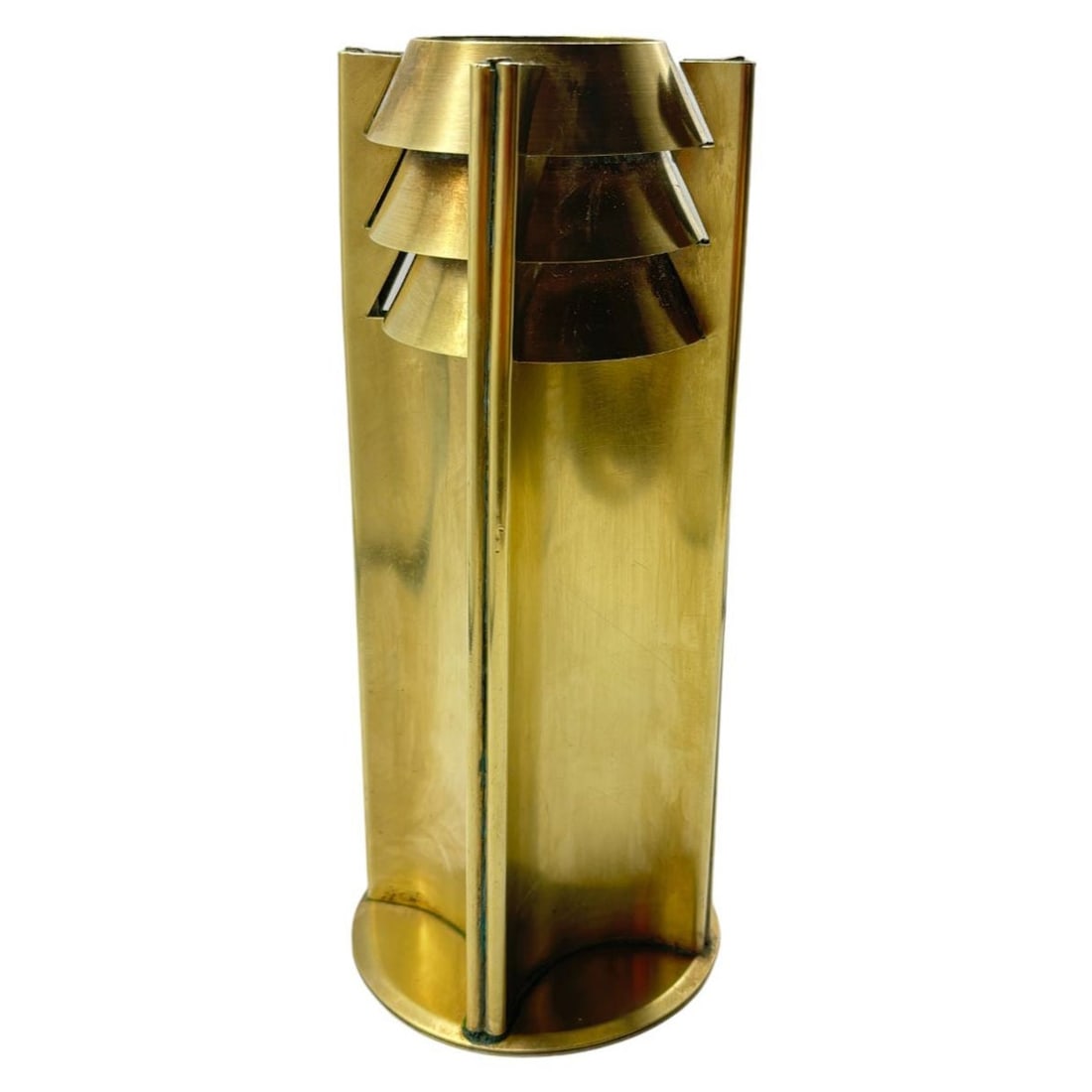 Rare Vintage Baus Haus Candlestick Holder Hoffman Style: Title: Rare Vintage Baus Haus Candlestick Holder Hoffman Style Description: The Rare Vintage Art Deco Candlestick, made of brass, is a captivating and elegant piece that harkens back to the glamorous 