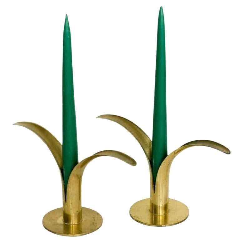 Mid-Century Modern Ystad Brass Candlestick Holders: Title: Mid-Century Modern Ystad Brass Candlestick Holders Description: This set of Classic, Mid-Century Modern candleholders in brass was designed by Ivar Alenius Bjork and made by Ystad Metal in Swed