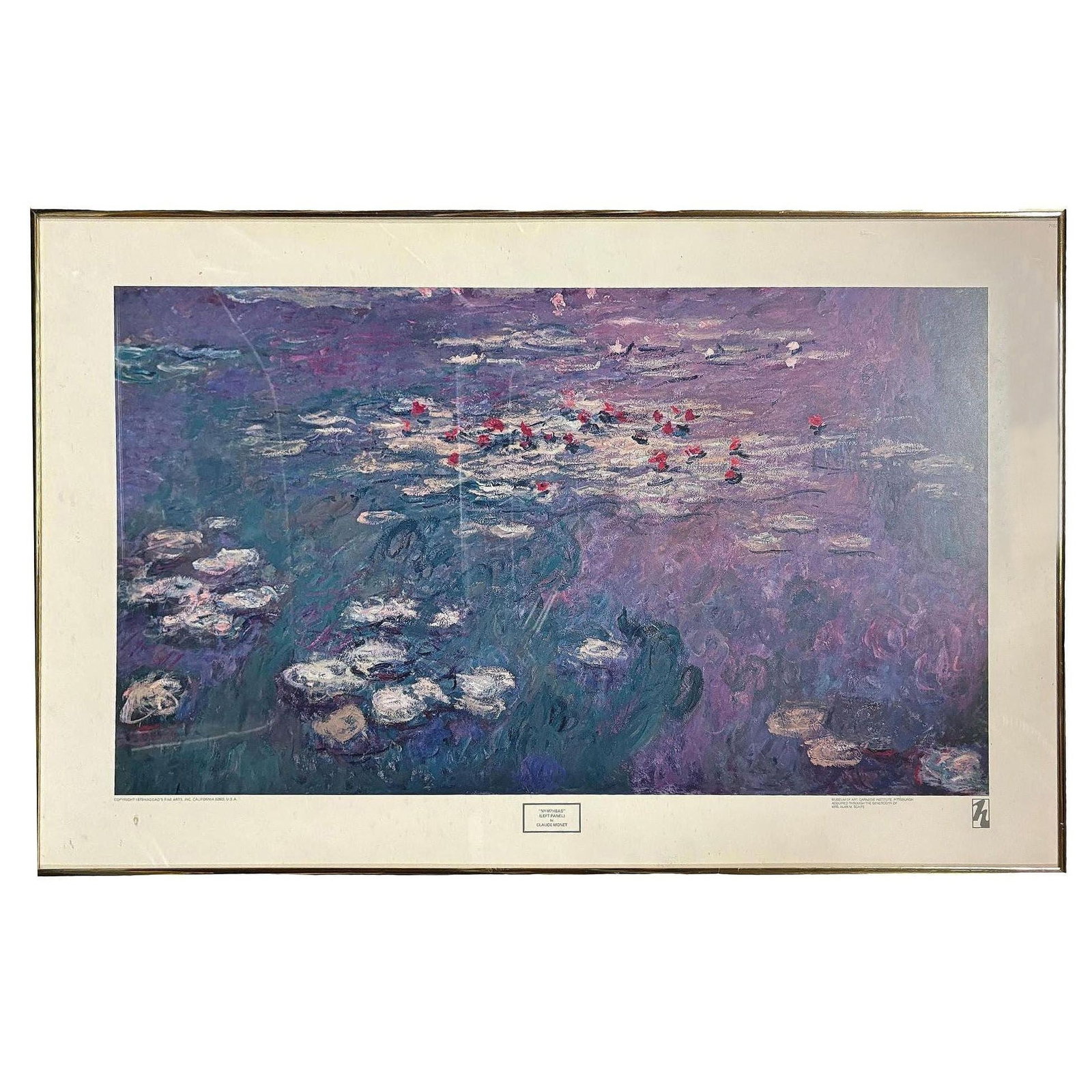 1979 Carnegie Institute "Nympheas" Lithograph Poster By Claude Monet Framed (1 of 5)