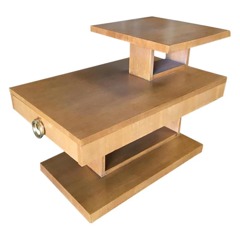 Large Architectonic Side Table with Bronze Pull by Lane (1 of 5)